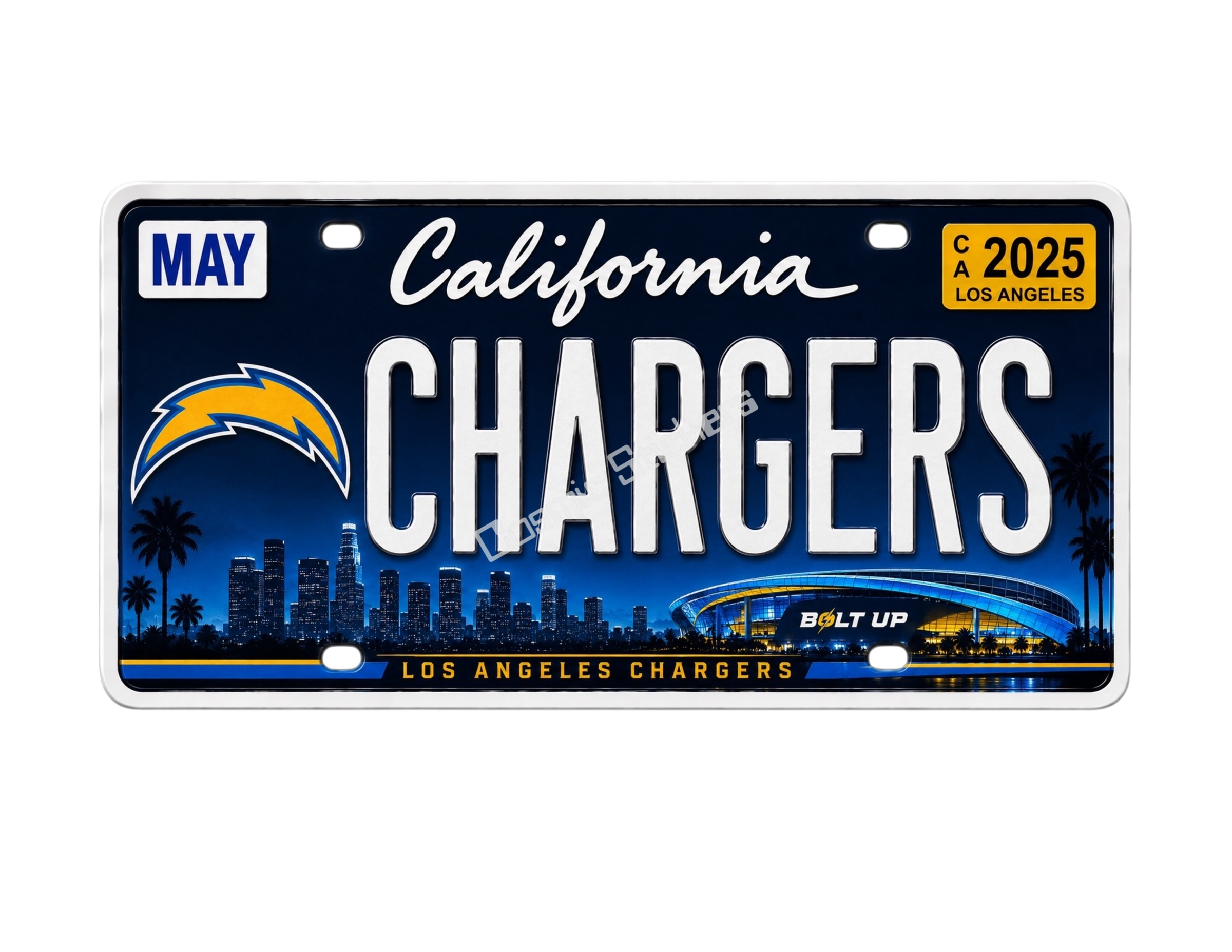 Sports Team License Plate Frame Sticker - Chargers premium die-cut vinyl sticker by Cosmic Stickers