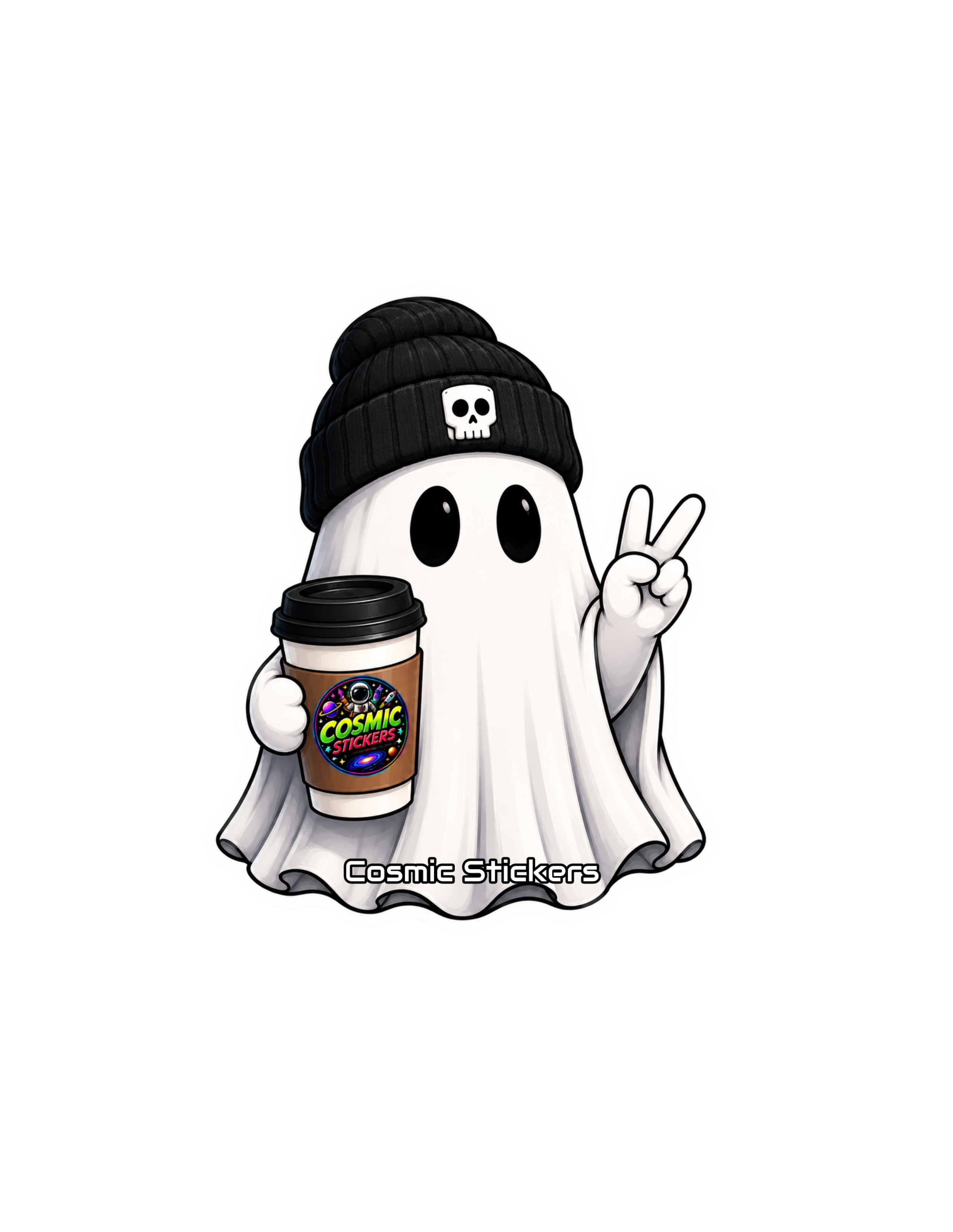 Cosmic Coffee Ghosts •Boo Brew• premium die-cut vinyl sticker by Cosmic Stickers