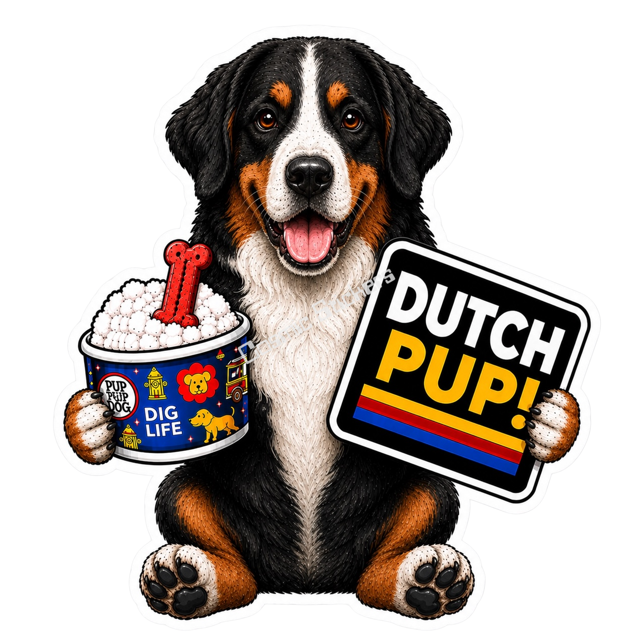 Fan-Made Dutch Pups! - Bernese Mountain Dog Vinyl Sticker