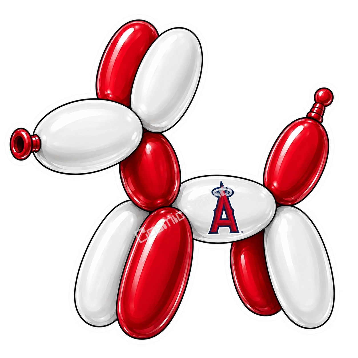 Balloon Animal Stickers - Dark Red & White w/ A Logo