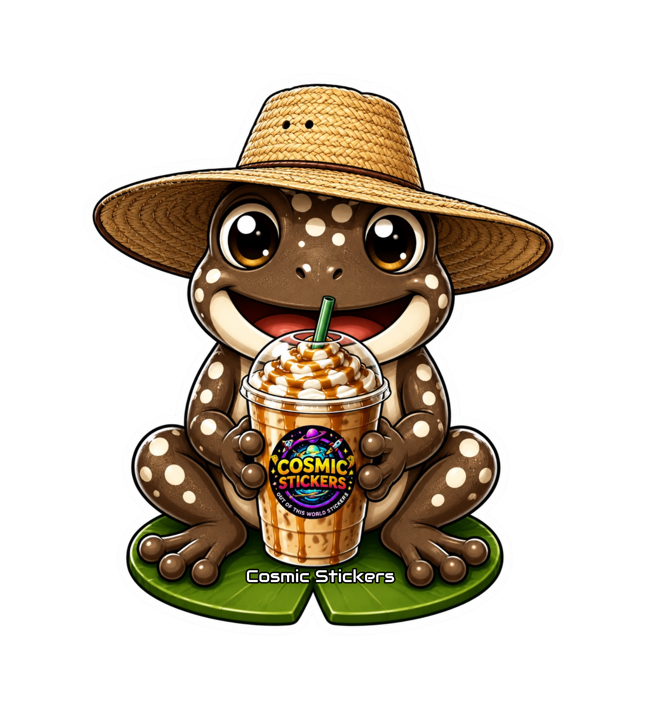 Cosmic Stickers • Cosmic Coffee Frogs • Harvest Hopper premium die-cut vinyl sticker by Cosmic Stickers