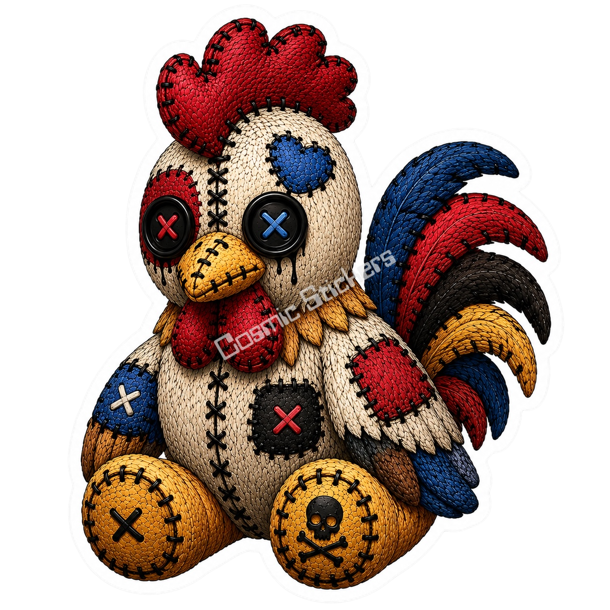 Adorable & Disturbed - Animal Collection - Rooster premium die-cut vinyl sticker by Cosmic Stickers