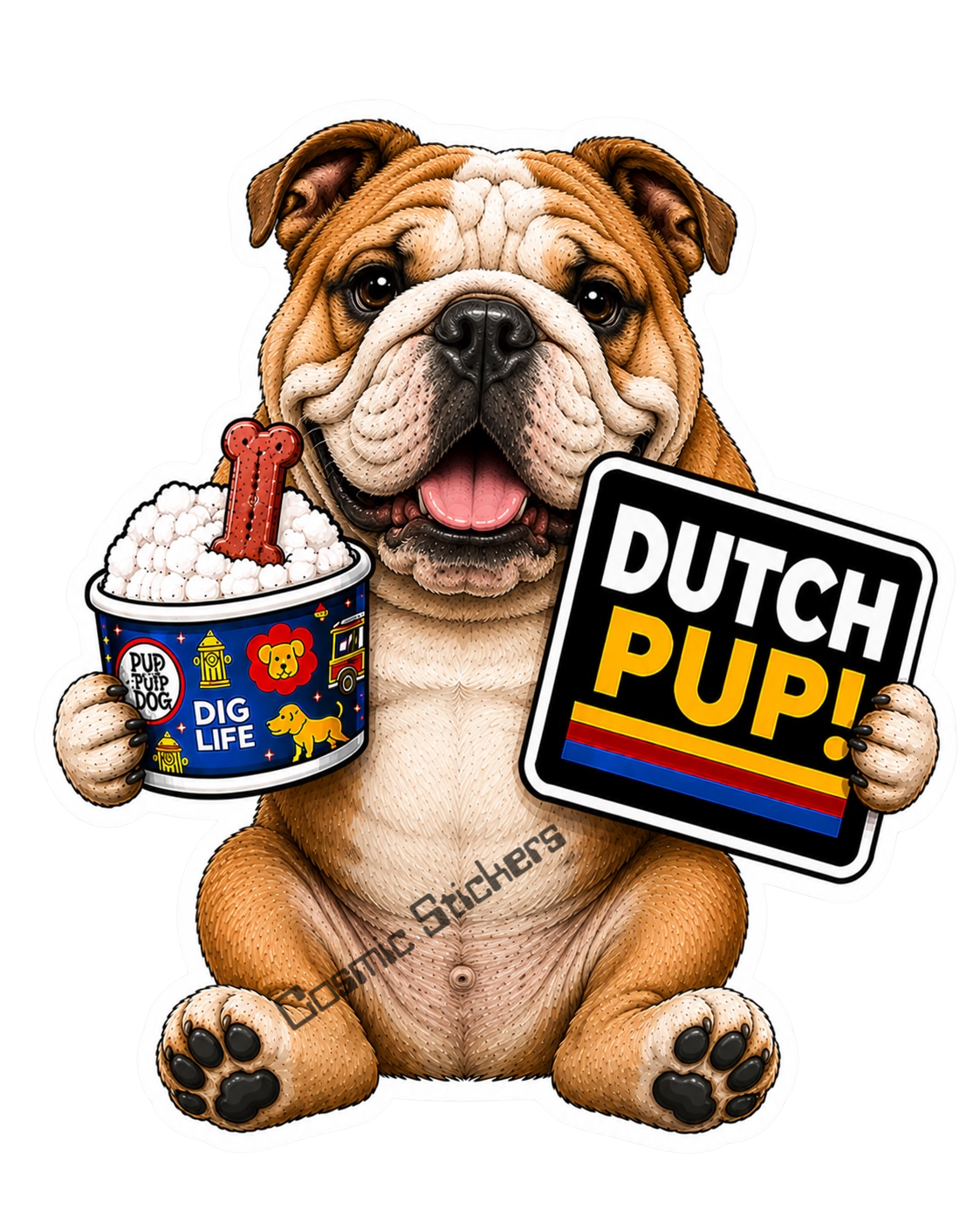 Fan-Made Dutch Pups! - Bulldog Vinyl Sticker