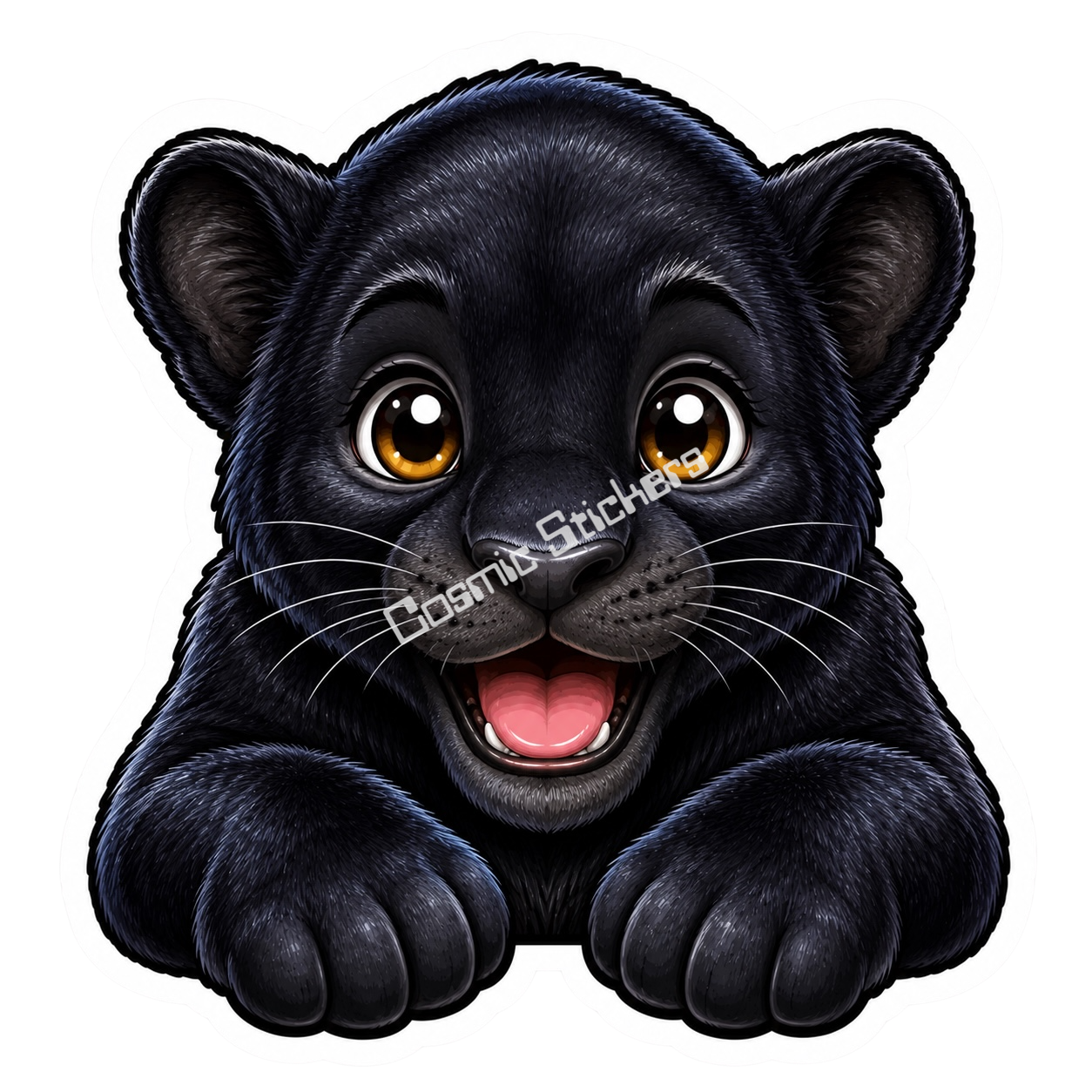 Peekaboo Pals - Panther premium die-cut vinyl sticker by Cosmic Stickers