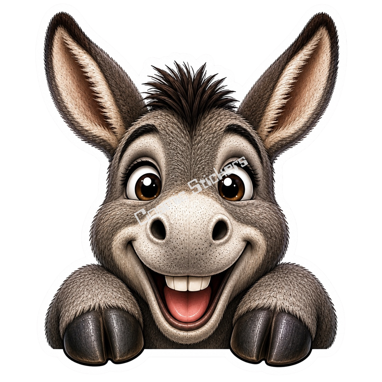 Peekaboo Pals - Donkey premium die-cut vinyl sticker by Cosmic Stickers