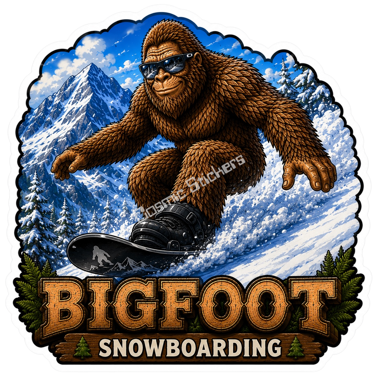 Bigfoot Stickers - Snowboarding #1