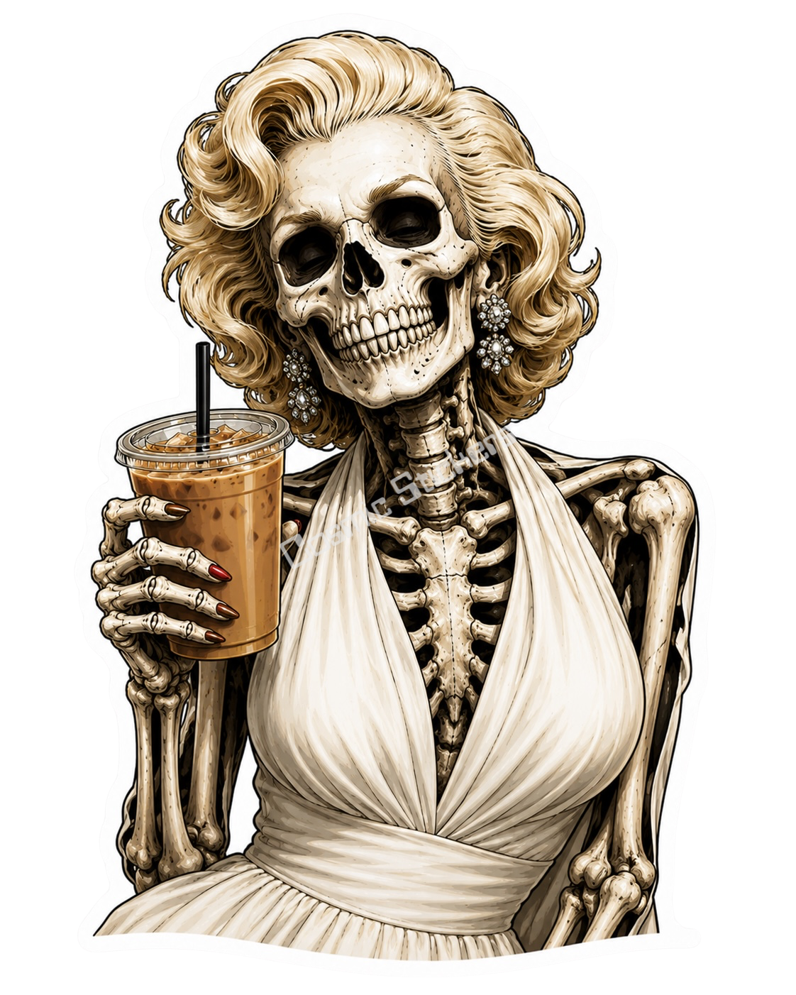 Caffeinated Nightmares - Marilyn premium die-cut vinyl sticker by Cosmic Stickers