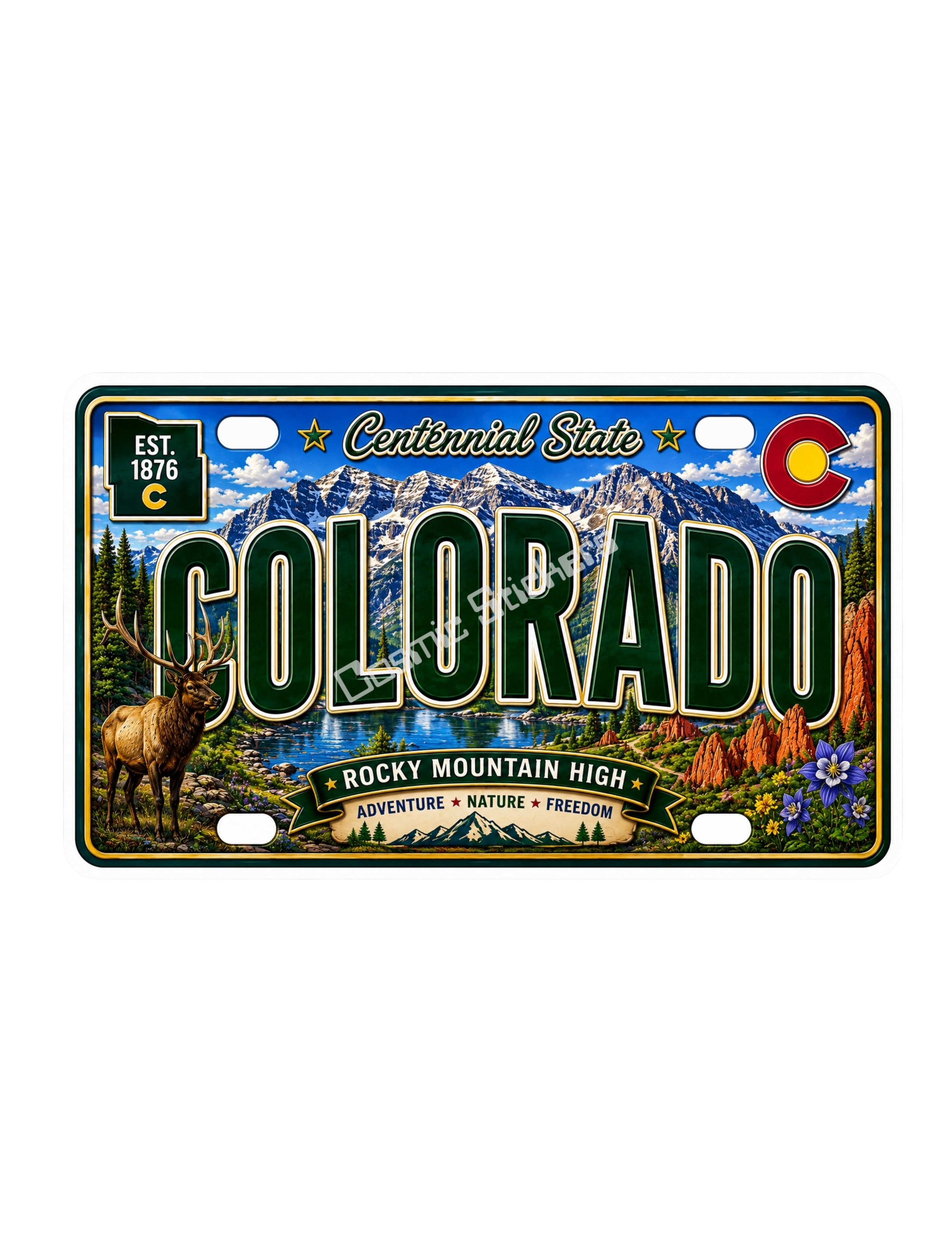50 State License Plate Sticker Collection •CO• premium die-cut vinyl sticker by Cosmic Stickers