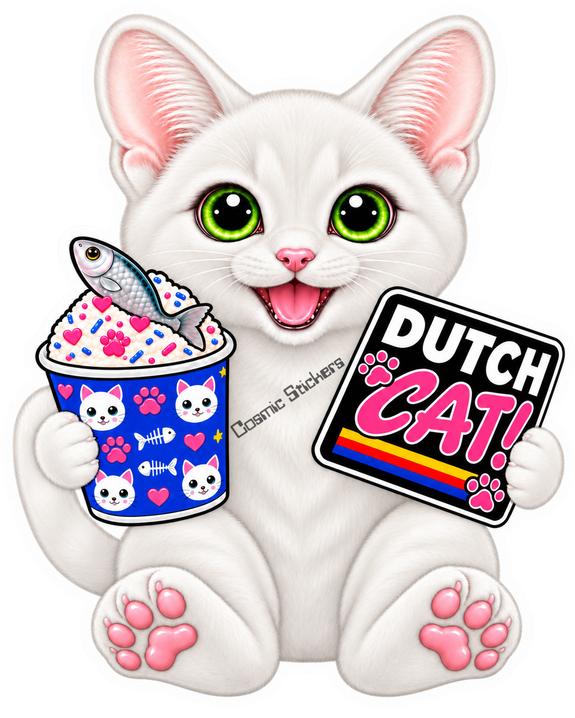 Fan-Made Dutch Cat - White Cat Vinyl Sticker