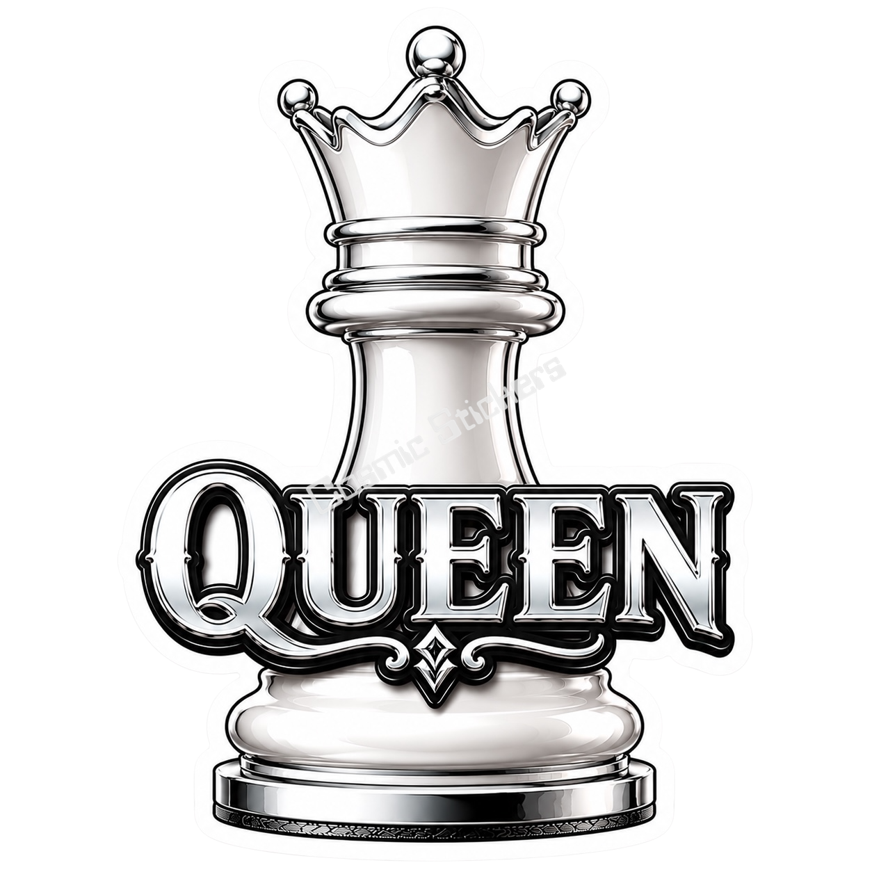 Classic Chess - White Queen premium die-cut vinyl sticker by Cosmic Stickers