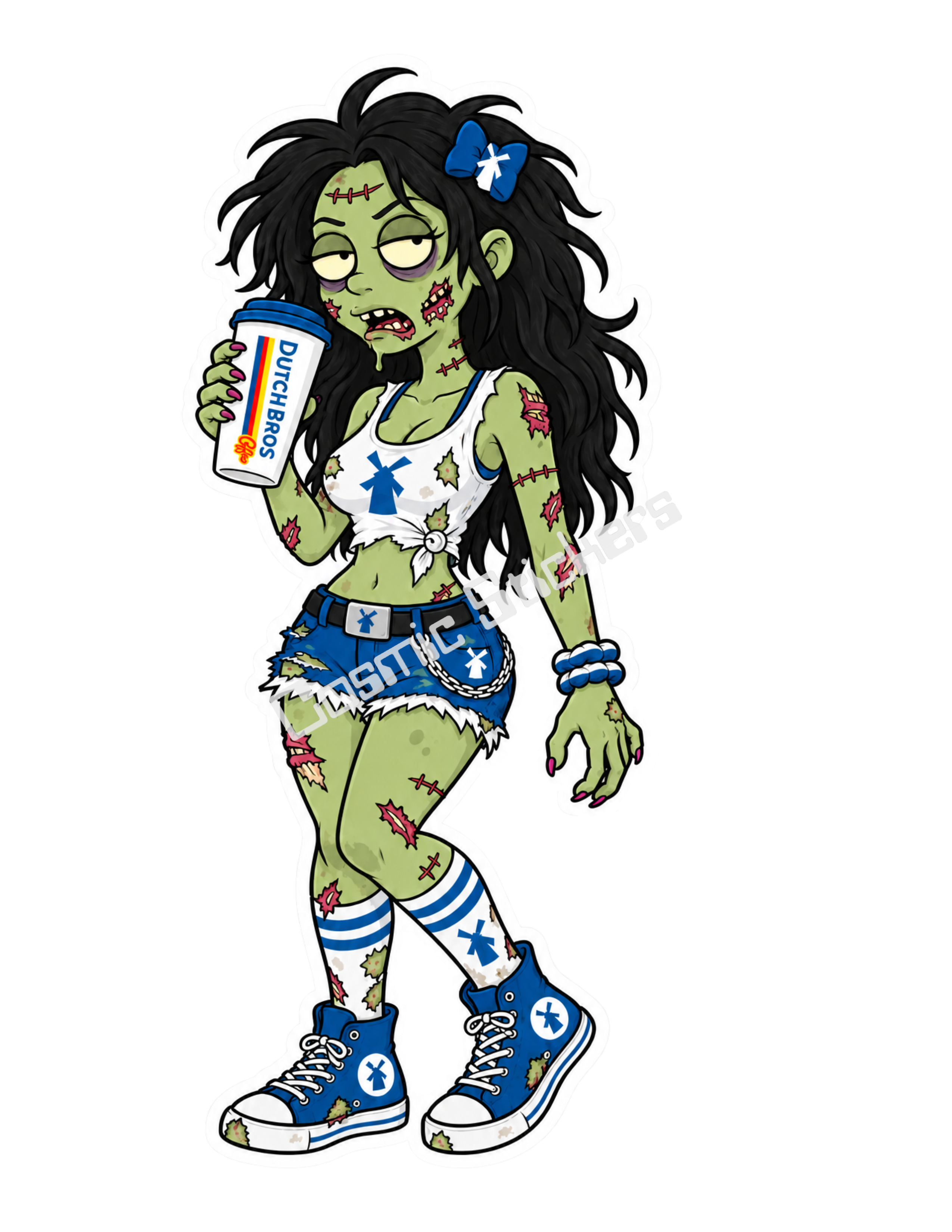 Fan-Made Caffeinated Zombies – Dead Tired | Dutch Bros Inspired Vinyl Sticker