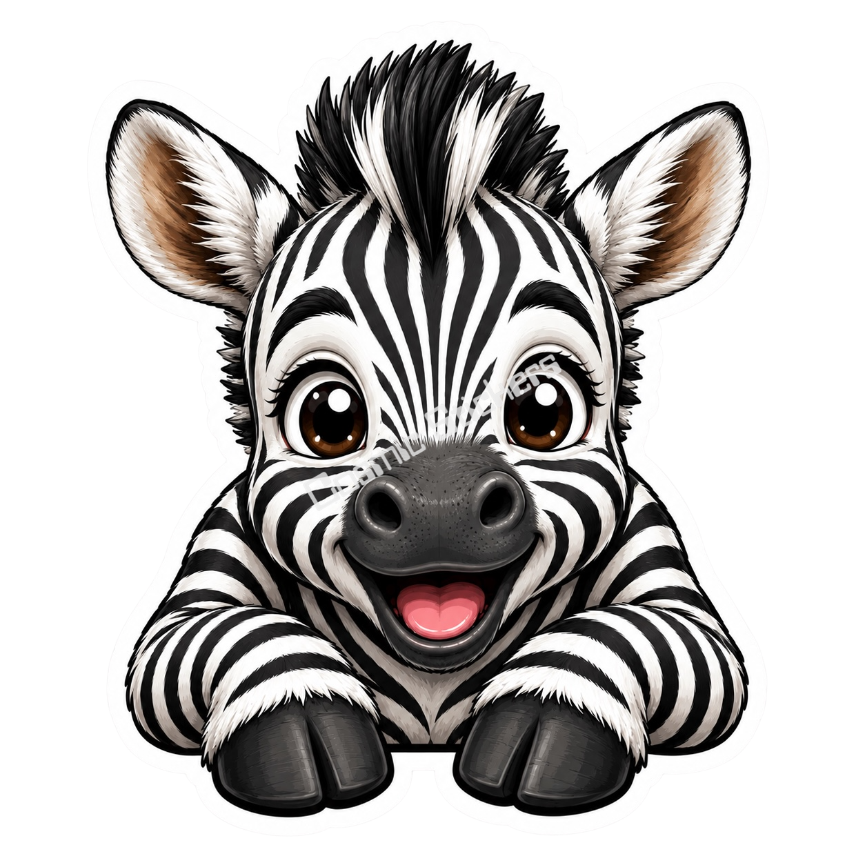 Peekaboo Pals - Zebra premium die-cut vinyl sticker by Cosmic Stickers