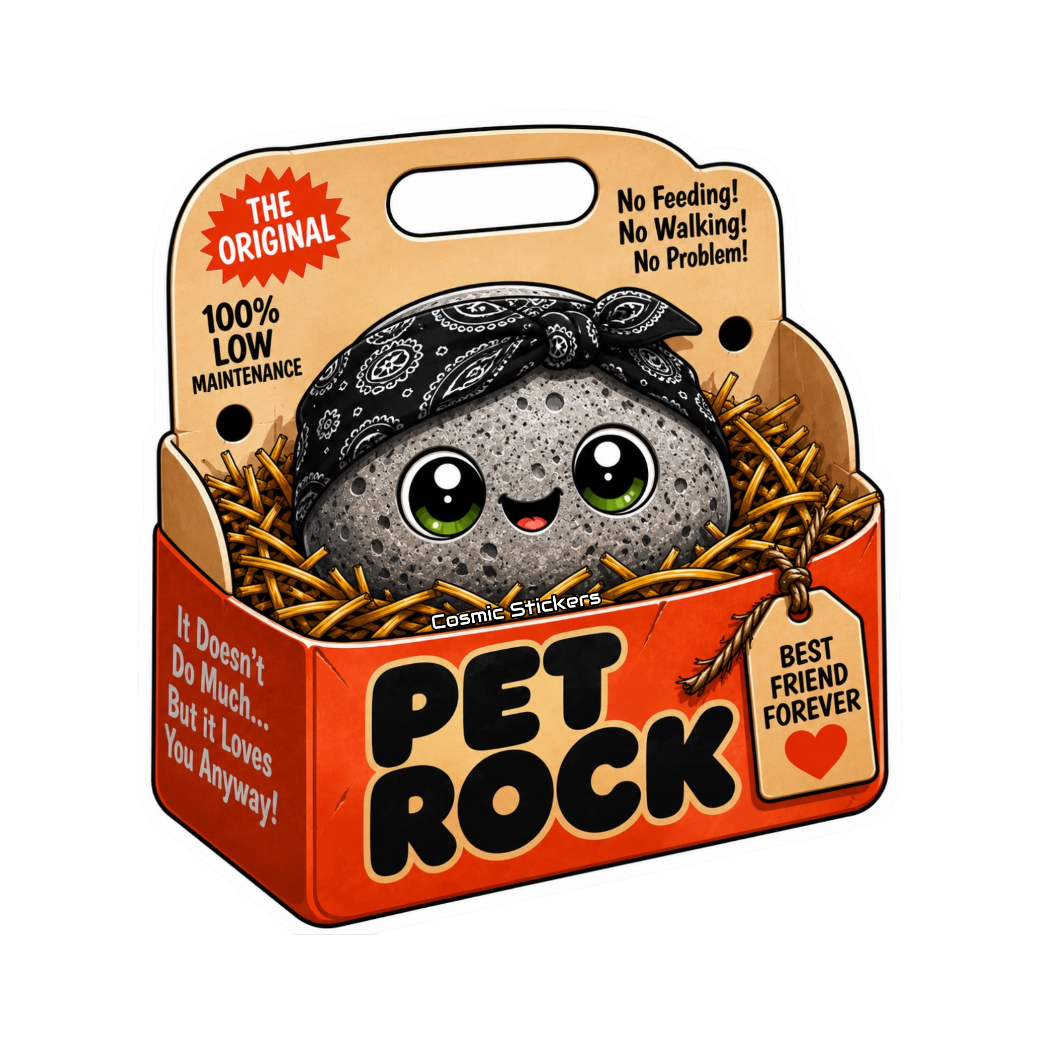 Pet Rock Sticker Collection •Bandit• premium die-cut vinyl sticker by Cosmic Stickers