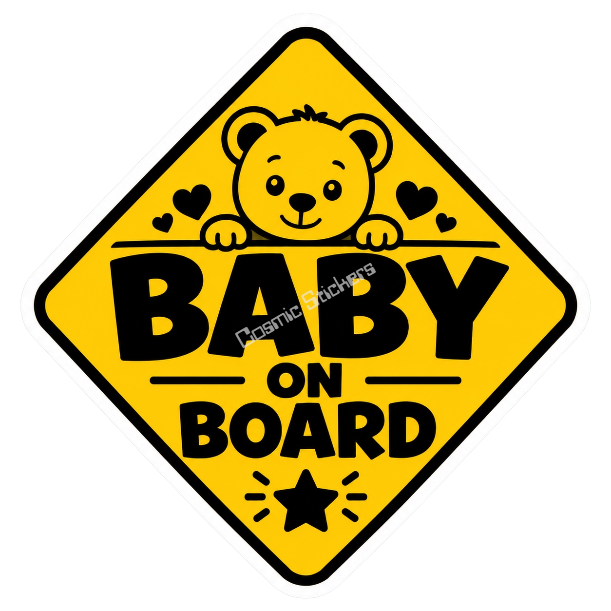 Baby On Board - Yellow/ Black - Bear