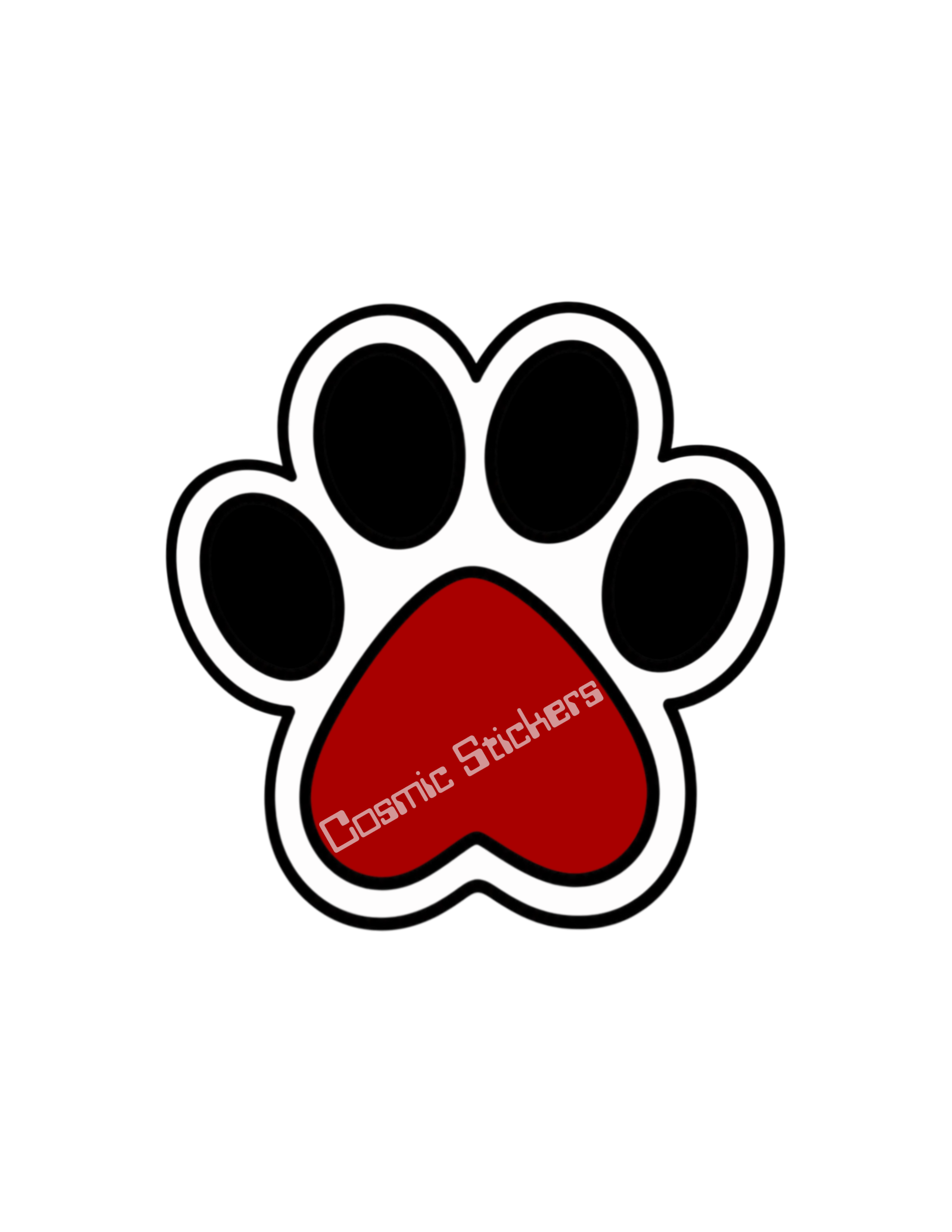 Cat Paw Print - Red Heart