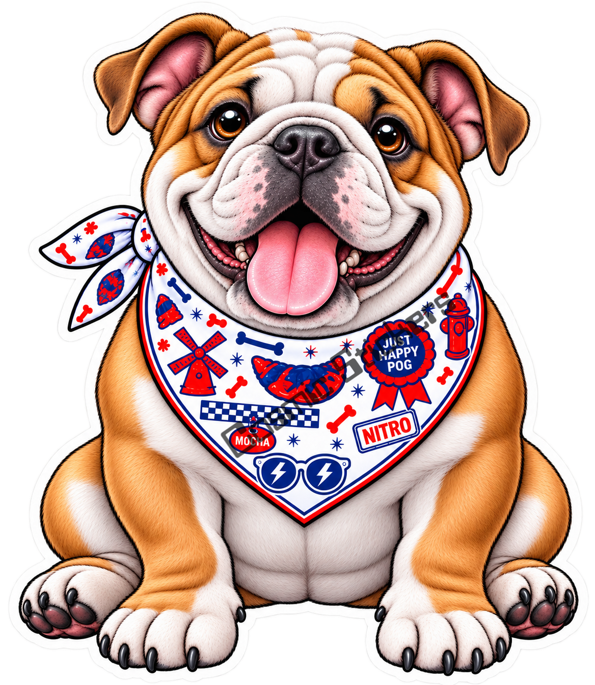 Fan-Made Dutch Pups! - Bulldog w/ White Bandana Vinyl Sticker