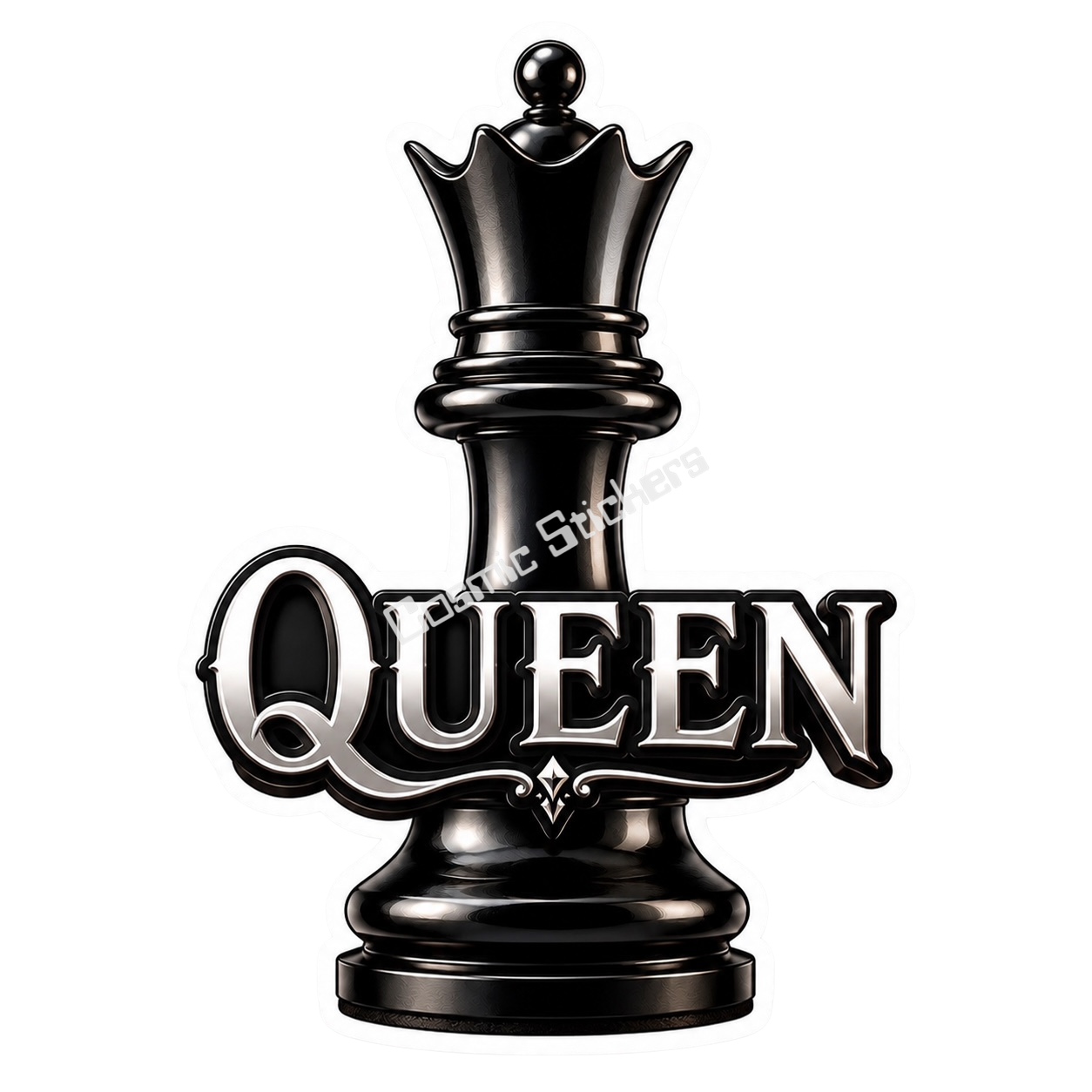Classic Chess - Black Queen premium die-cut vinyl sticker by Cosmic Stickers