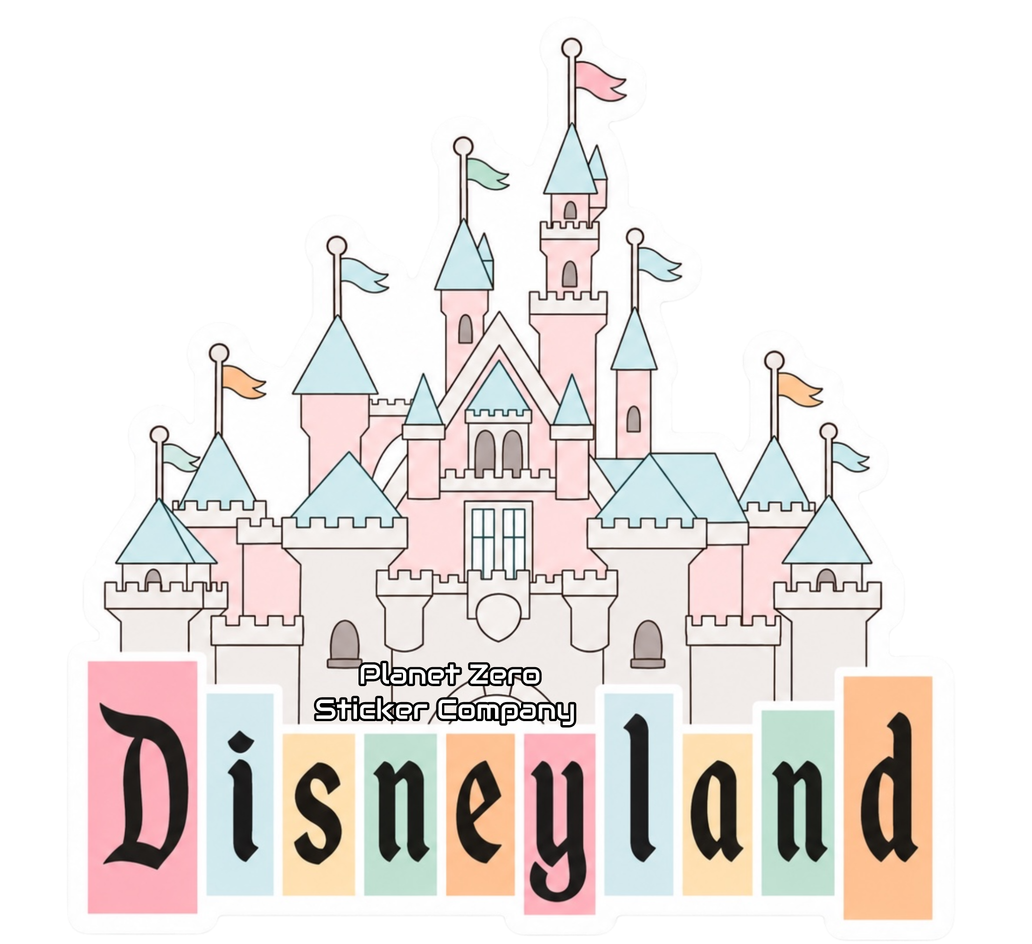 Castle Pastel premium die-cut vinyl sticker by Cosmic Stickers