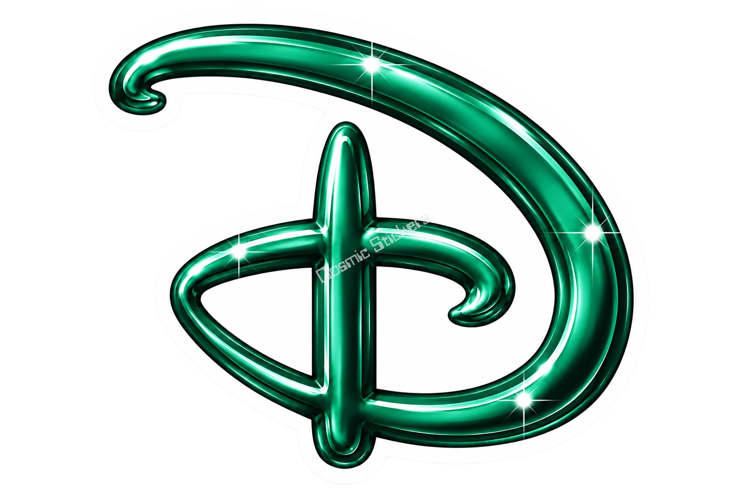 “D” Land Theme Park - Emerald Green Glossy premium die-cut vinyl sticker by Cosmic Stickers