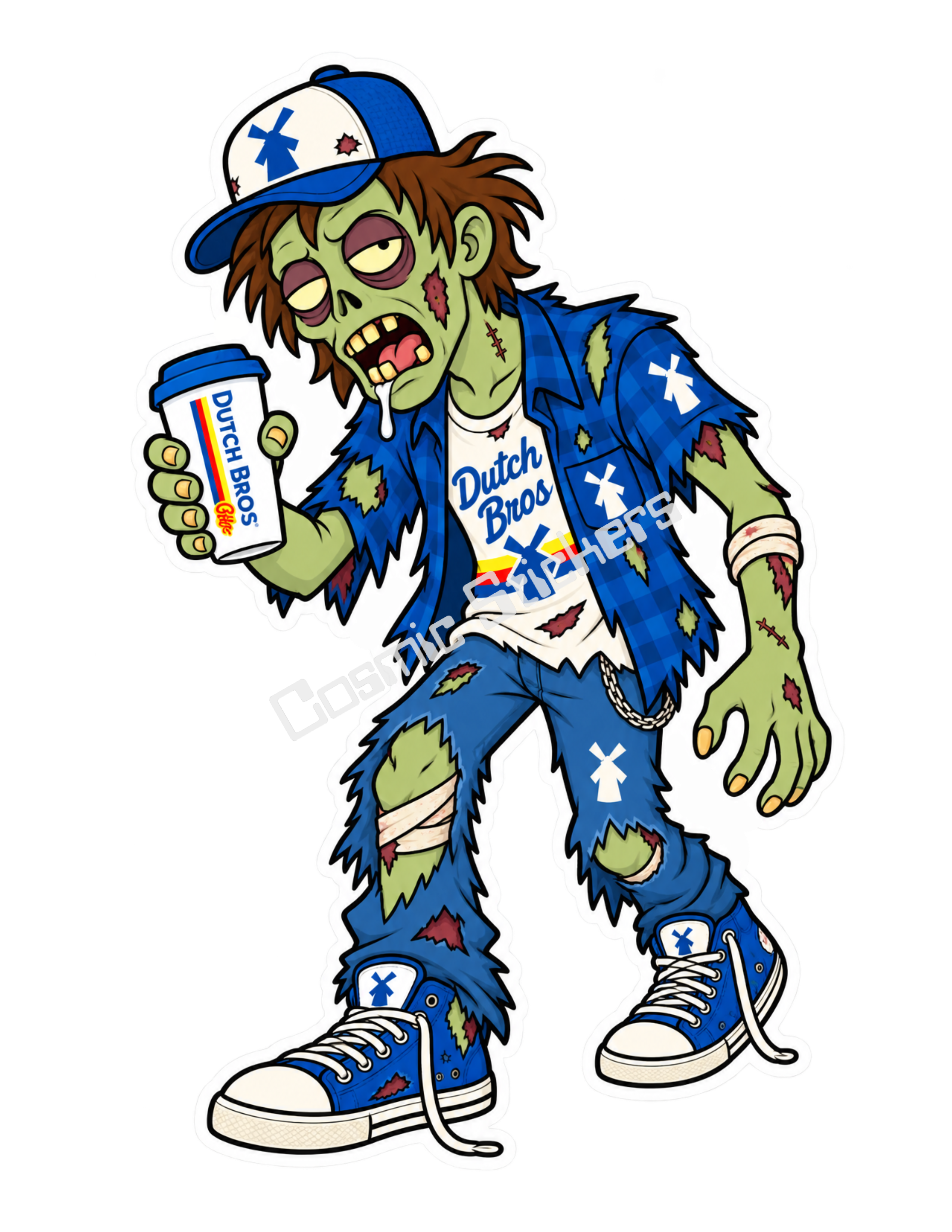 Fan-Made Caffeinated Zombies – Undead Energy | Dutch Bros Inspired Vinyl Sticker