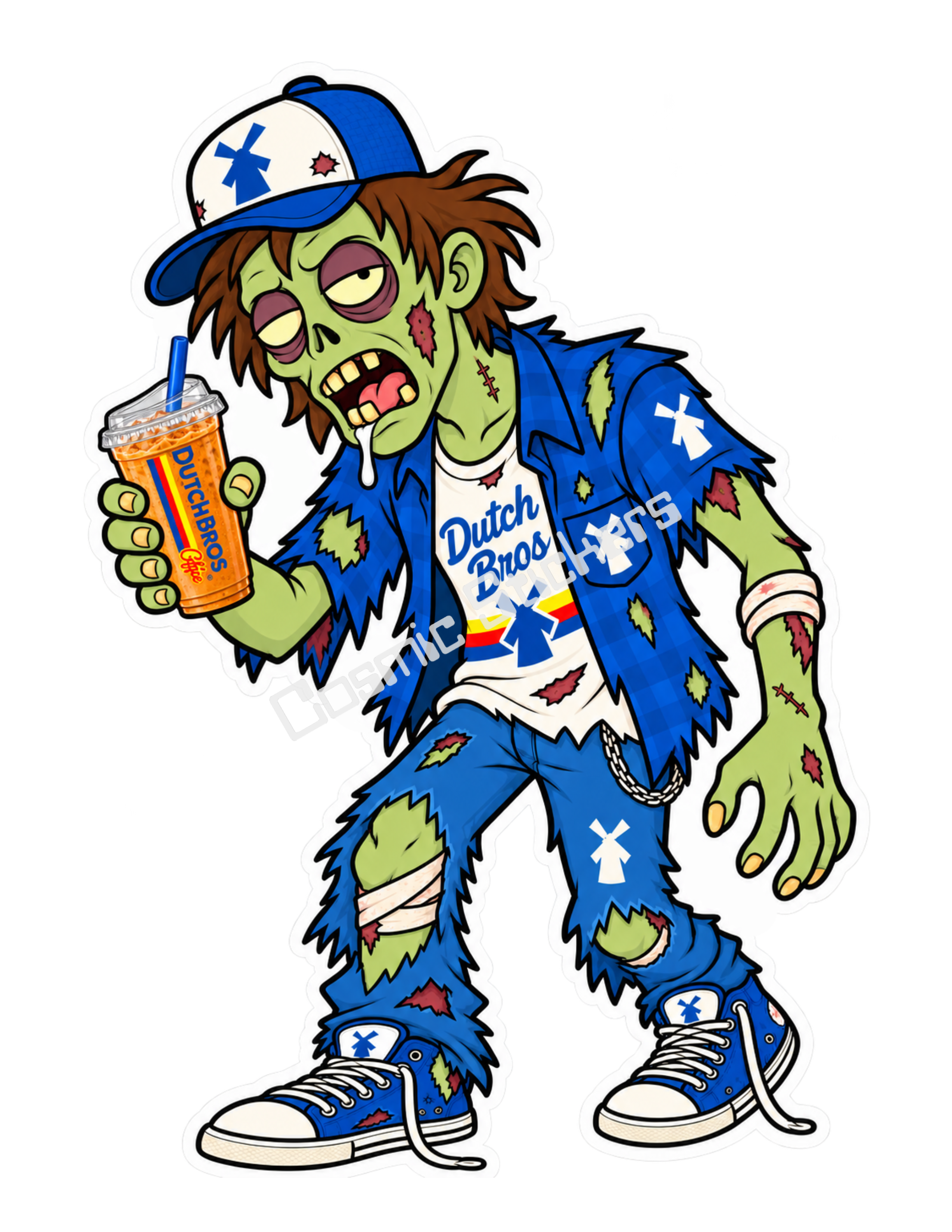 Fan-Made Caffeinated Zombies – Afterlife Pick-Me-Up | Dutch Bros Inspired Vinyl Sticker