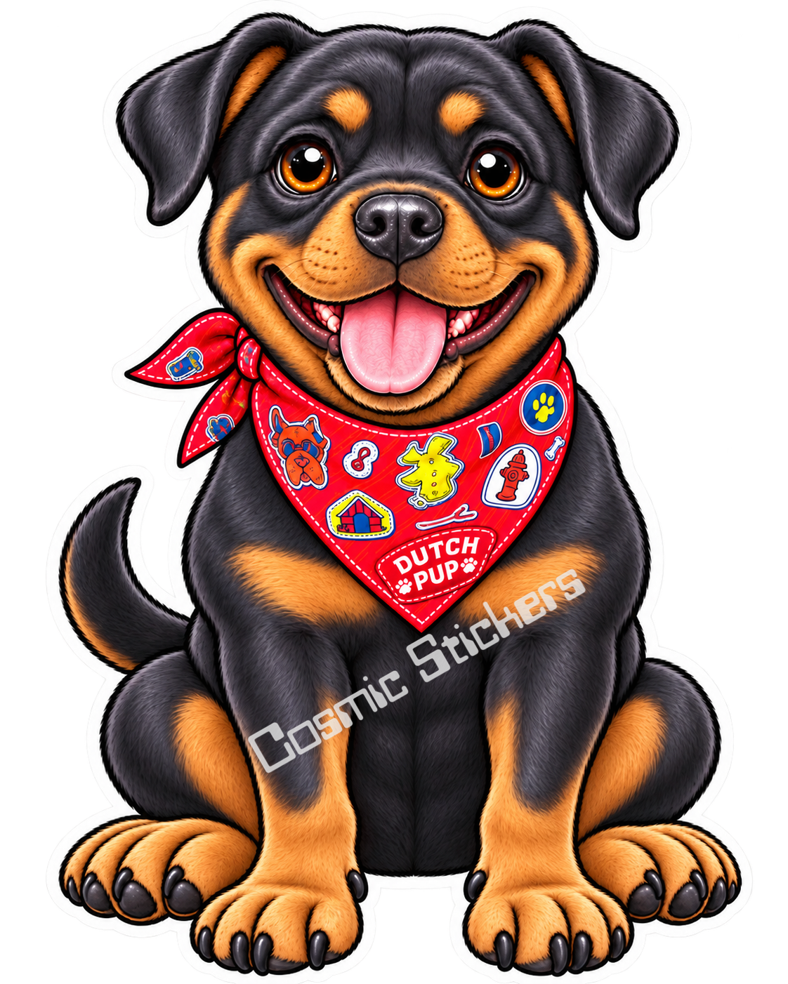 Fan-Made Dutch Pups! - Rottweiler w/ Red Bandana Vinyl Sticker