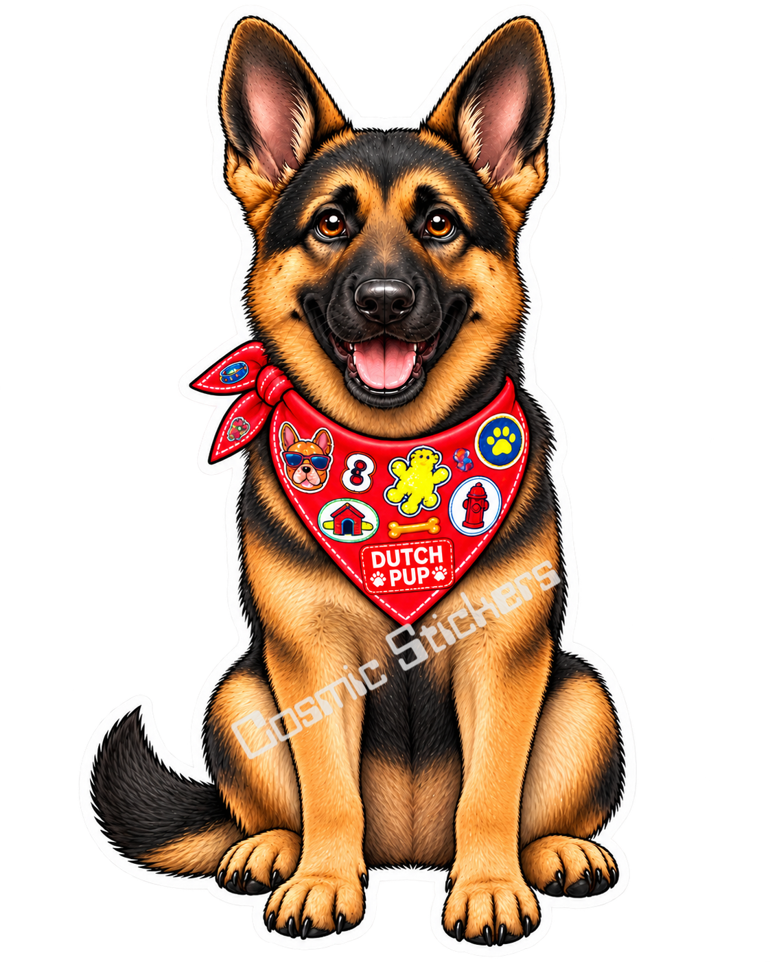 Fan-Made Dutch Pups! - German Shepherd w/ Red Bandana Vinyl Sticker