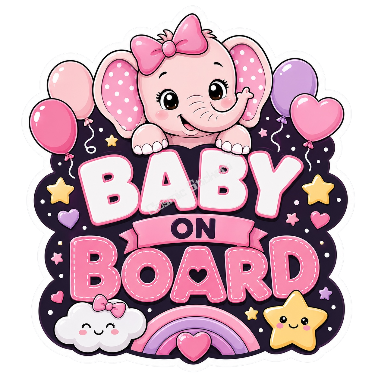 Baby On Board - Pink Elephant Theme