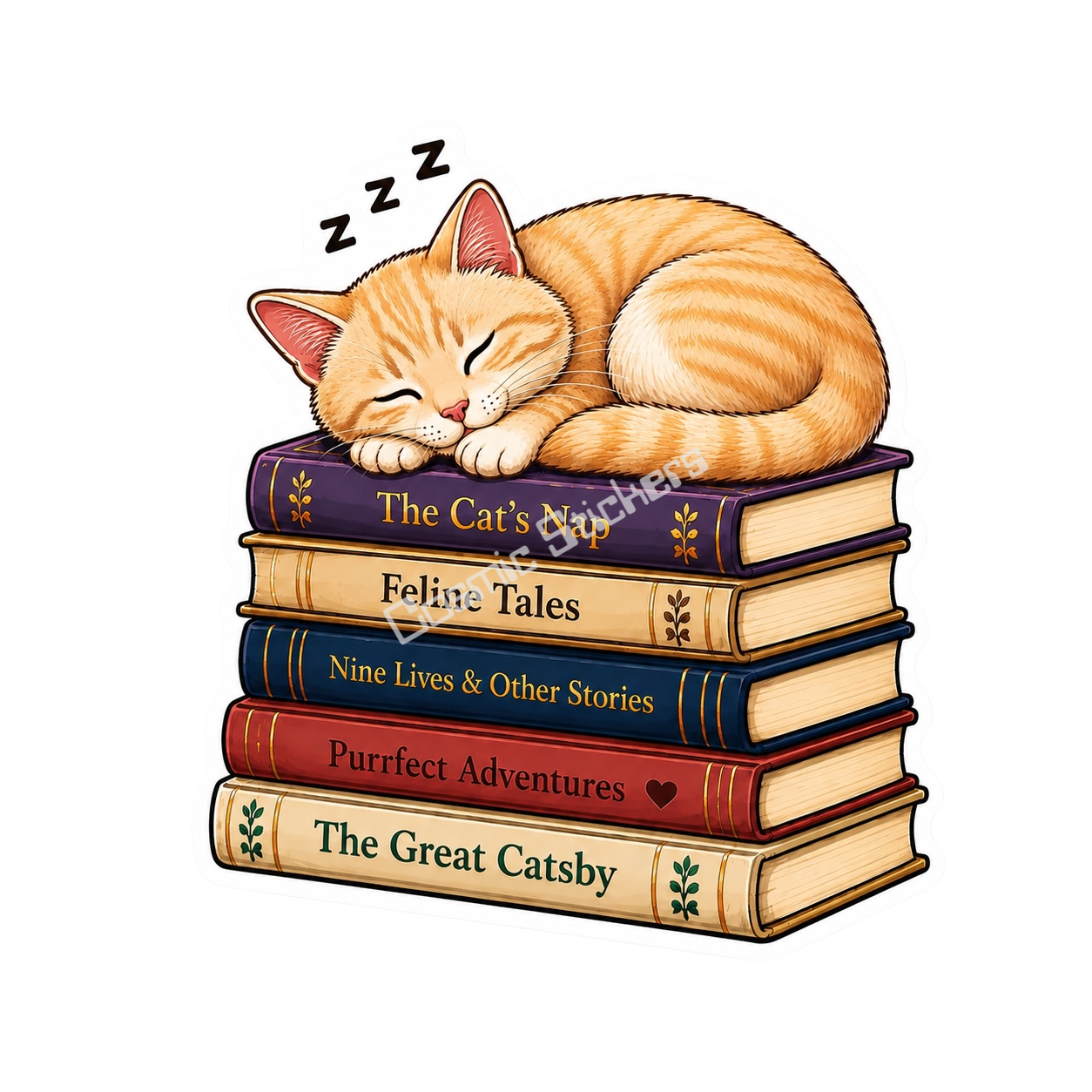 The Cat Nap Collection - Cream Tabby premium die-cut vinyl sticker by Cosmic Stickers