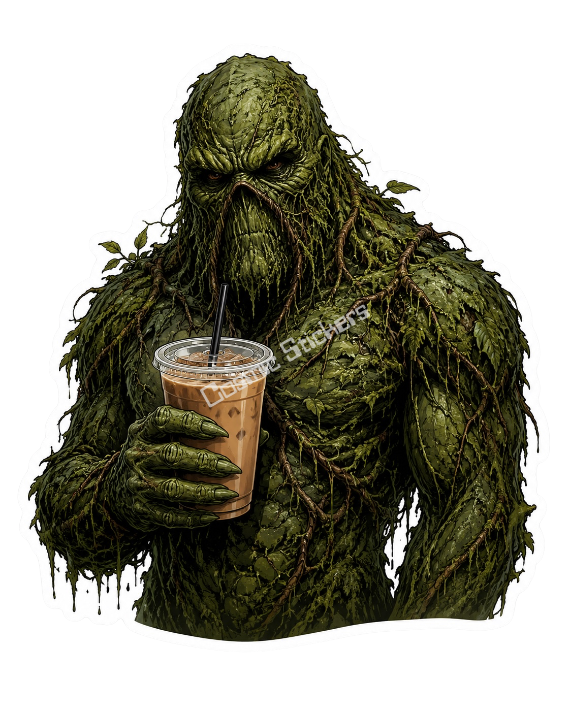 Caffeinated Nightmares - Swamp Thing premium die-cut vinyl sticker by Cosmic Stickers