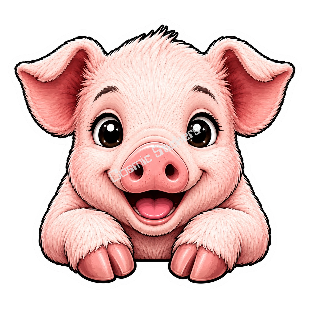 Peekaboo Pals - Pig premium die-cut vinyl sticker by Cosmic Stickers