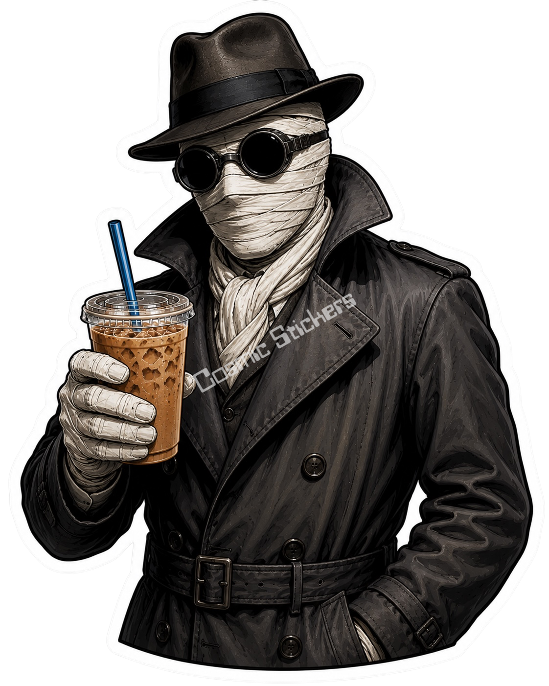 Caffeinated Nightmares - Invisible Man premium die-cut vinyl sticker by Cosmic Stickers