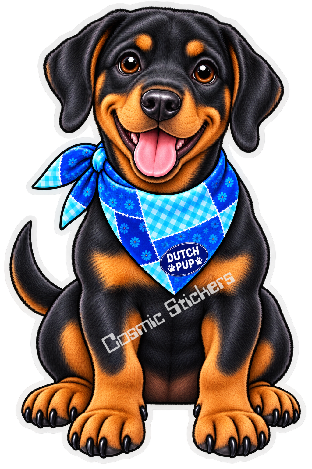 Fan-Made Dutch Pups! - Rottweiler w/ Blue Bandana Vinyl Sticker