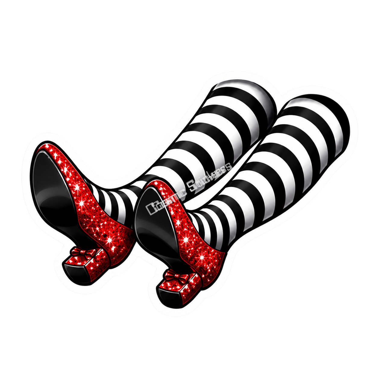 Wicked Witch w/ Ruby Shoes on The Yellow Brick premium die-cut vinyl sticker by Cosmic Stickers