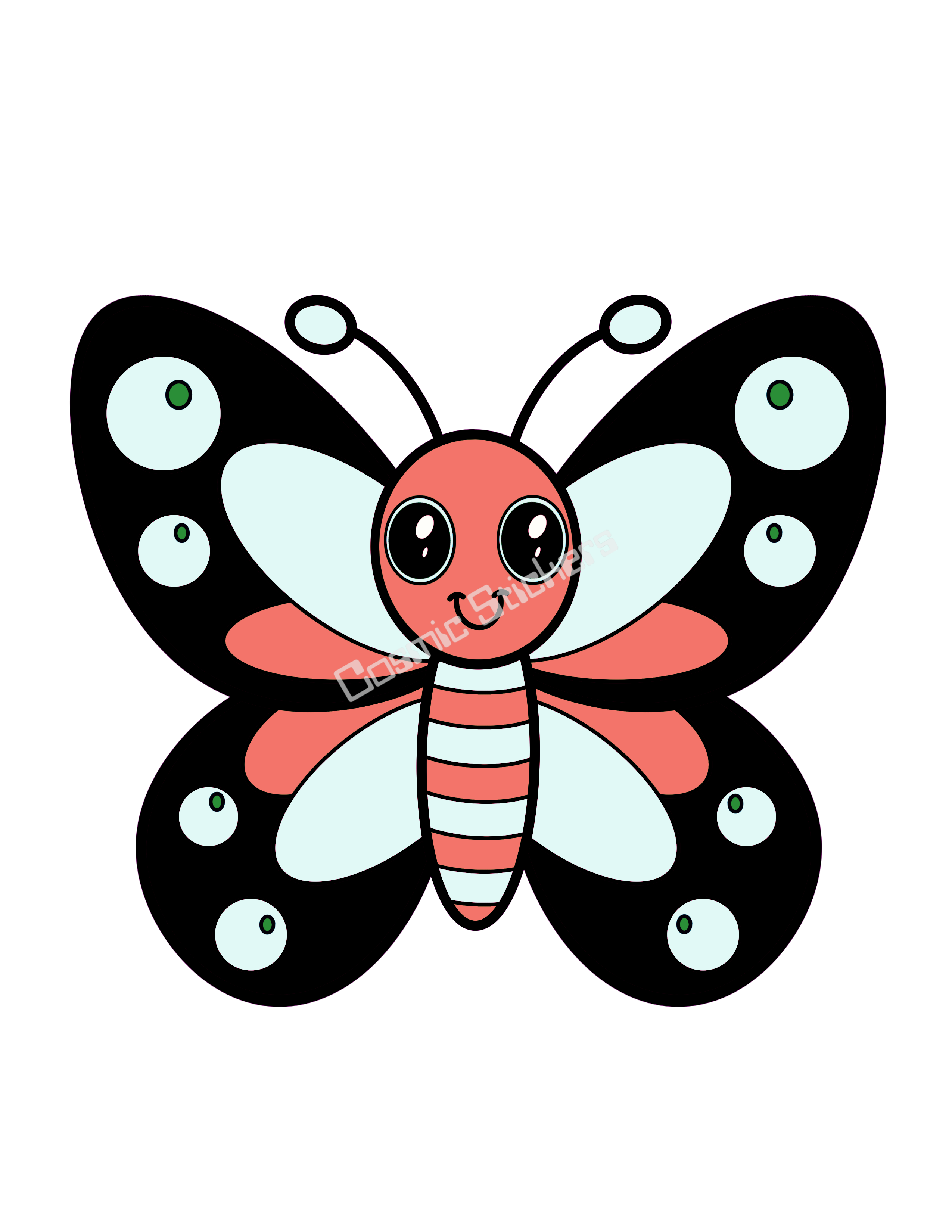 Cosmic Stickers- Butterfly- Peach/Black