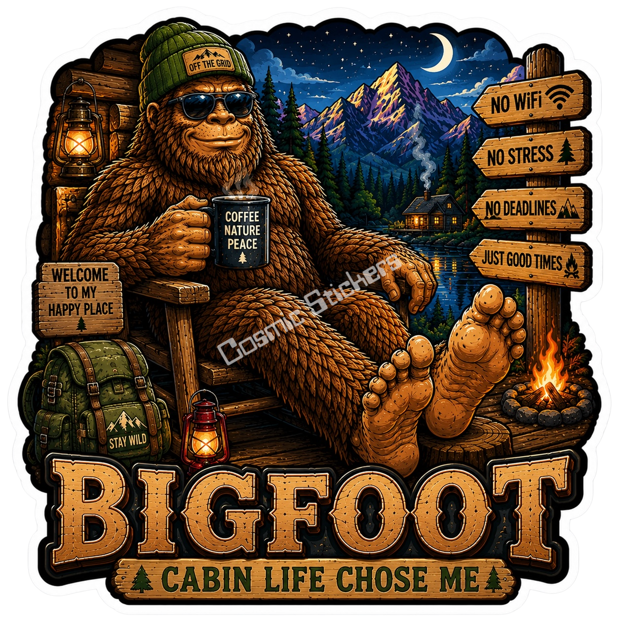 Bigfoot Stickers - Cabin Life