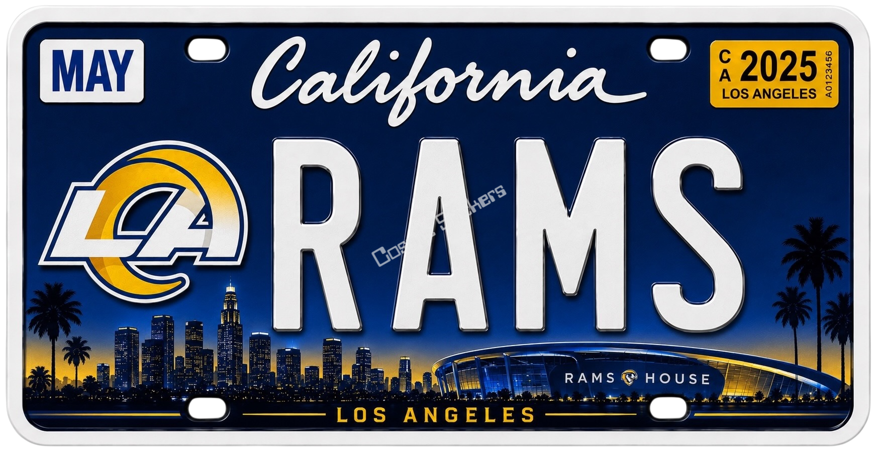 Sports Team License Plate Frame Sticker - Rams premium die-cut vinyl sticker by Cosmic Stickers