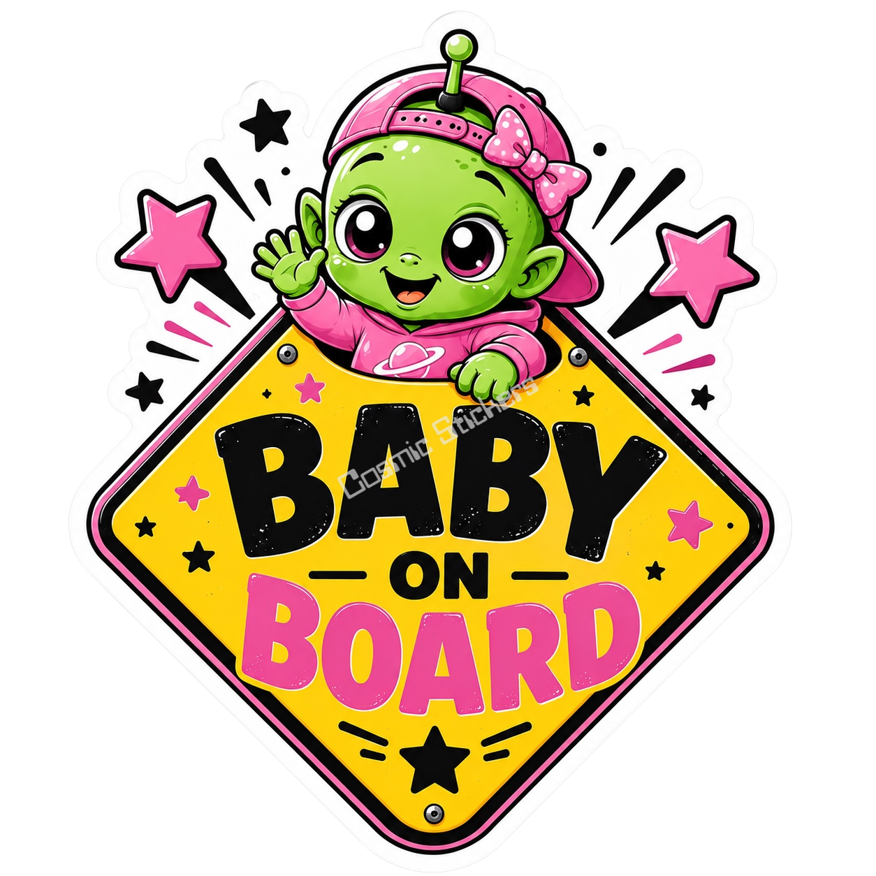 Baby On Board - Pink Alien Theme