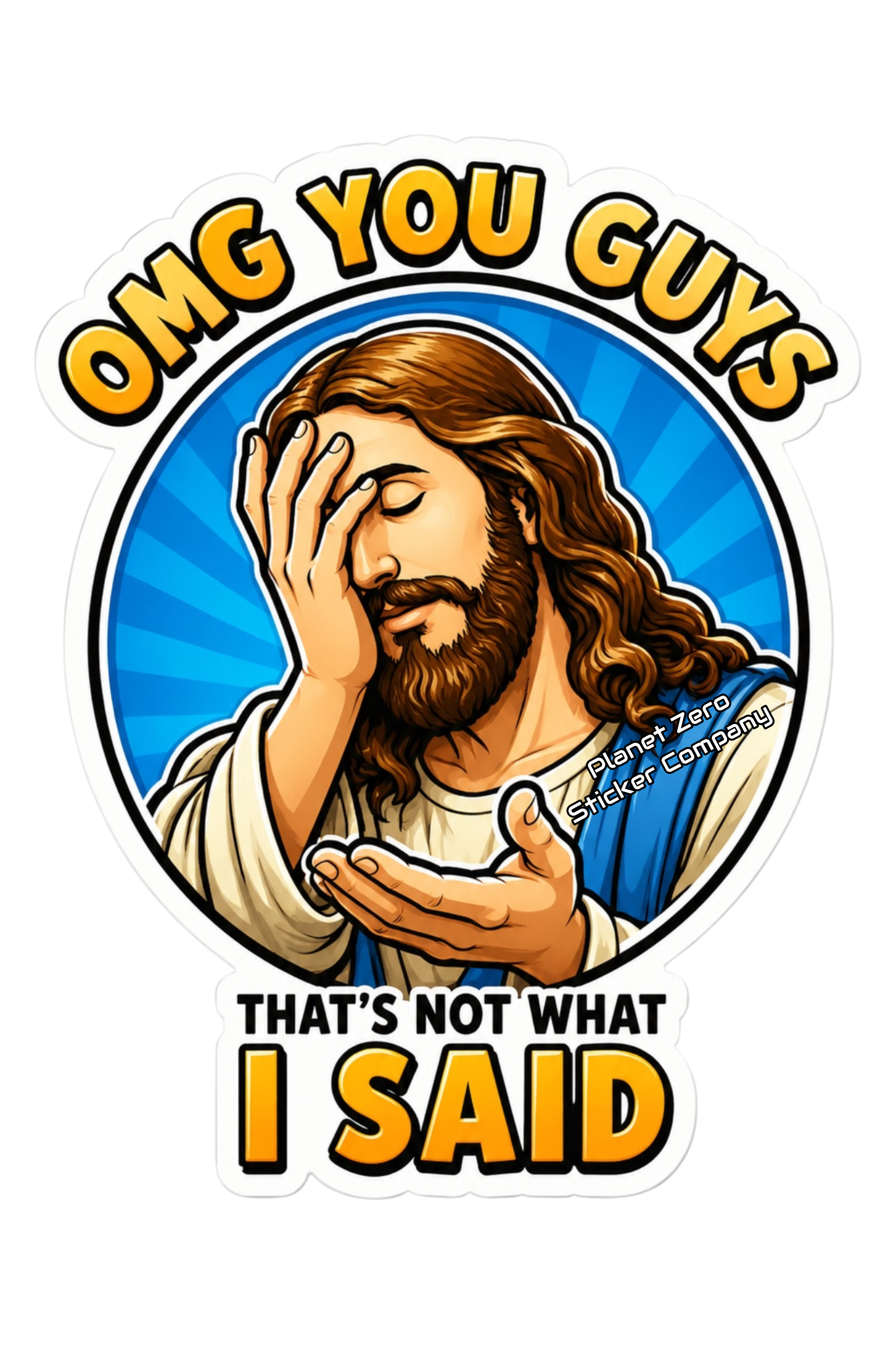 Jesus… premium die-cut vinyl sticker by Cosmic Stickers