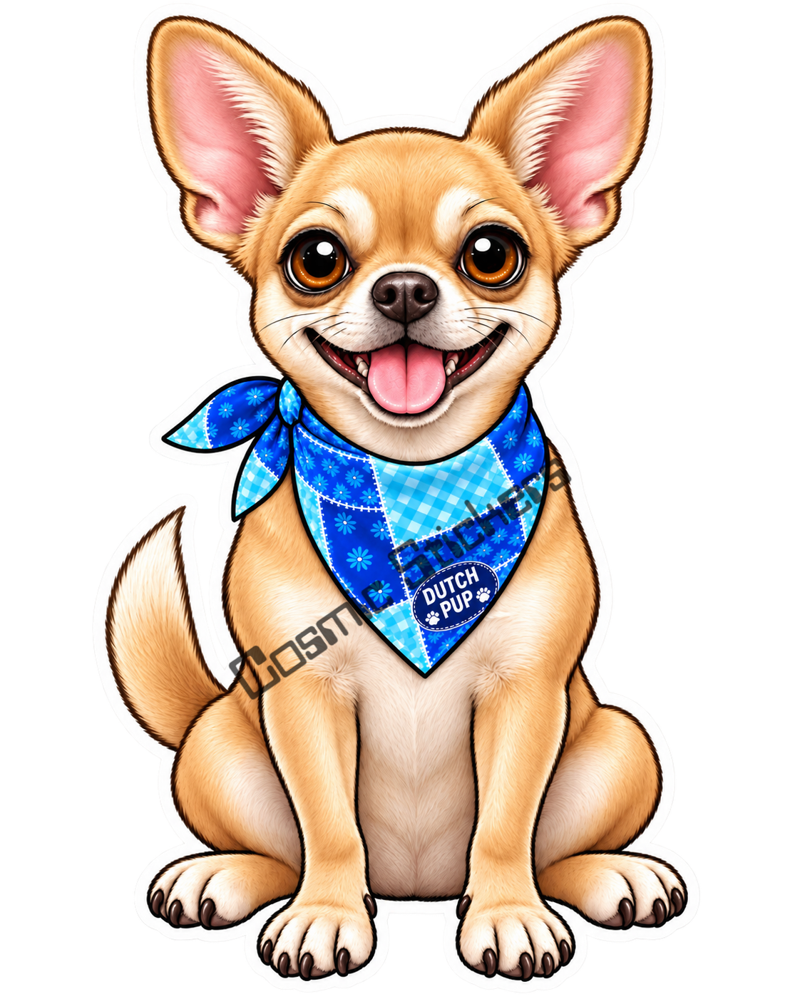 Fan-Made Dutch Pups! - Chihuahua Tan w/ Blue Bandana Vinyl Sticker