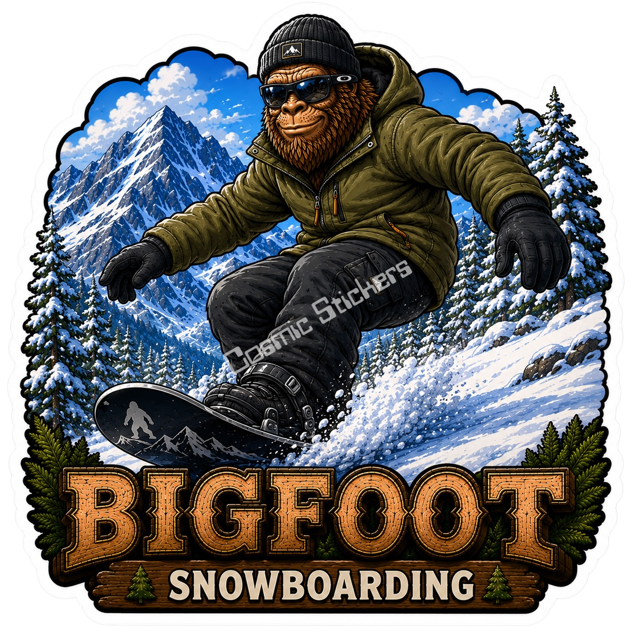 Bigfoot Stickers - Snowboarding #2
