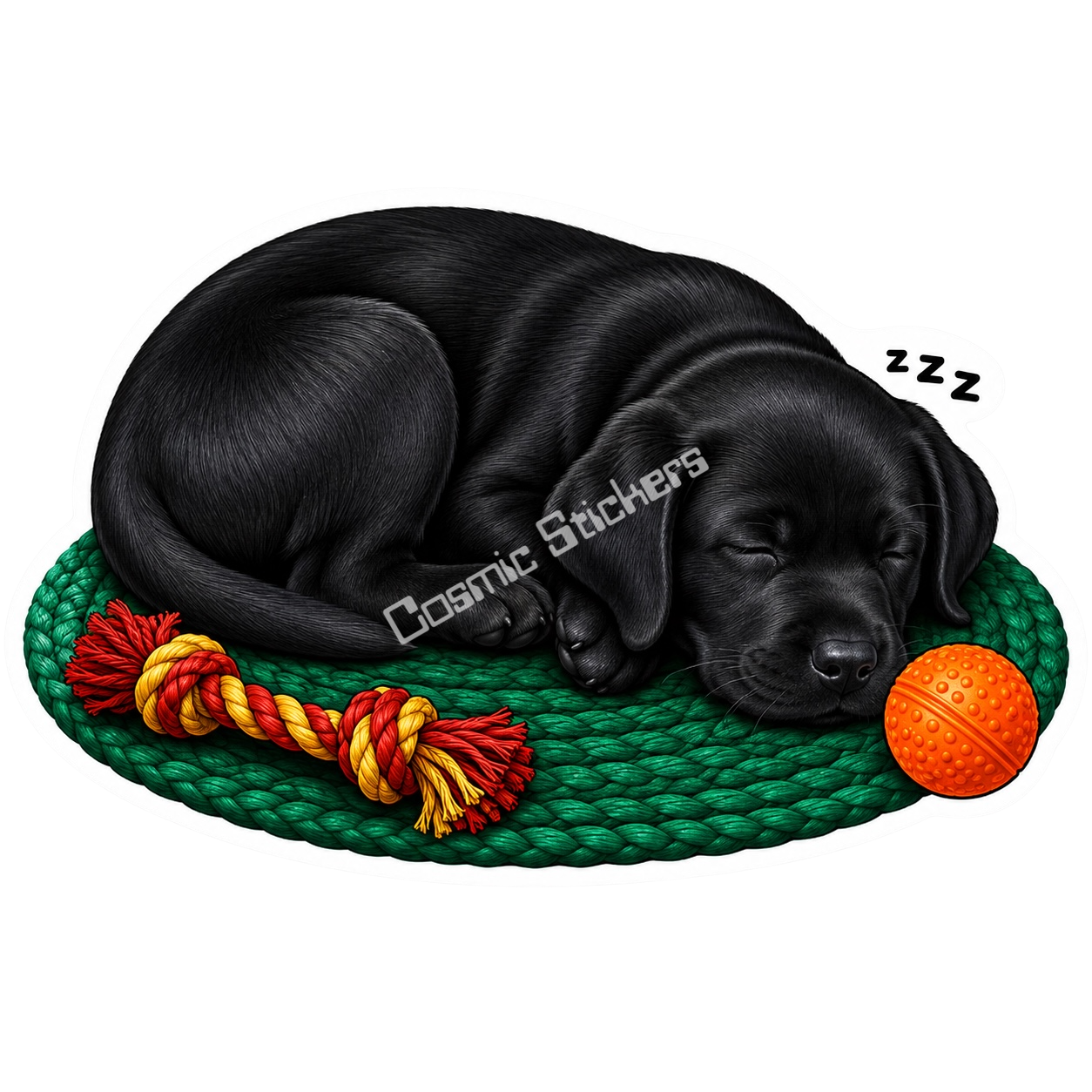 Paws & Dreams - Black Labrador Retriever premium die-cut vinyl sticker by Cosmic Stickers