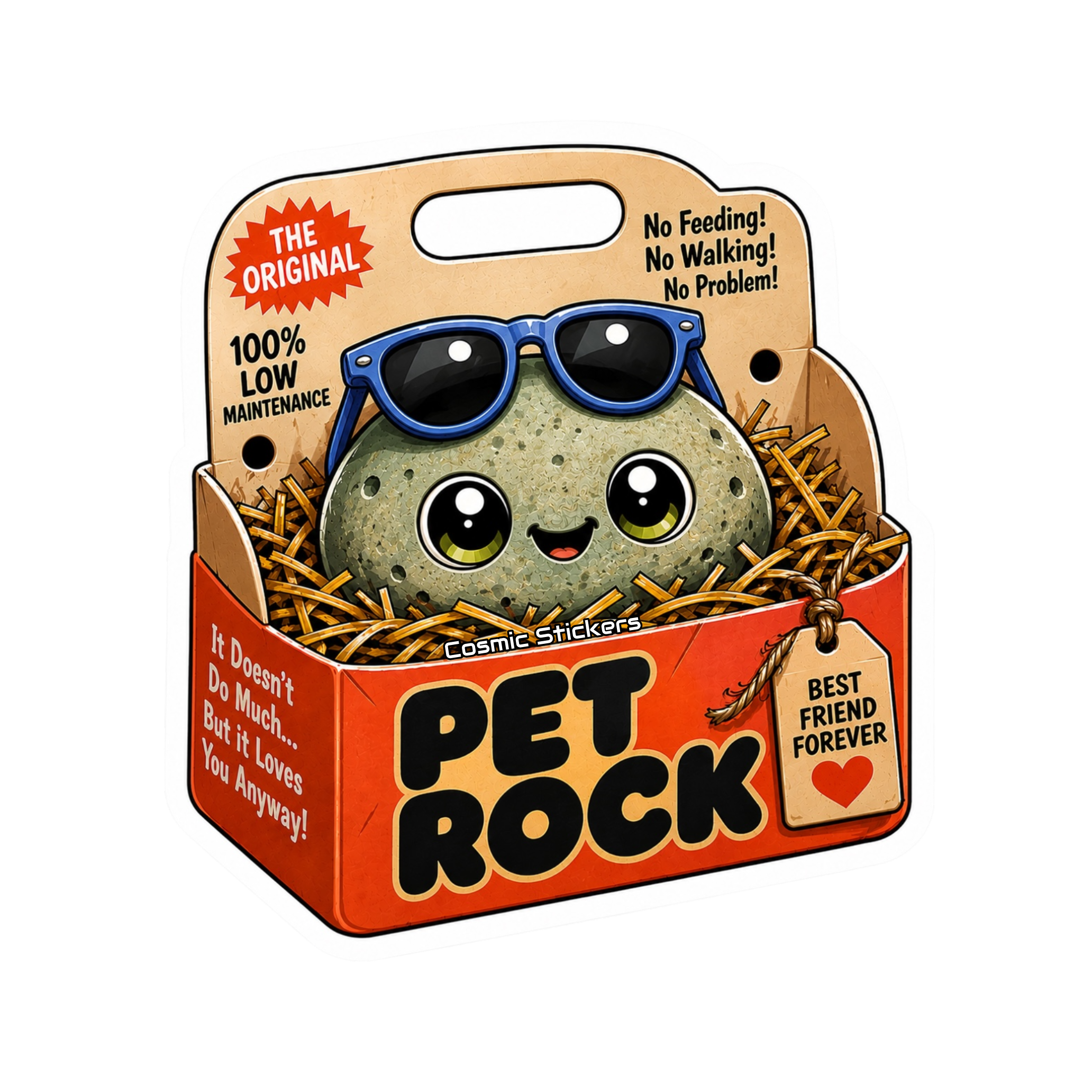 Pet Rock Sticker Collection •Blue• premium die-cut vinyl sticker by Cosmic Stickers