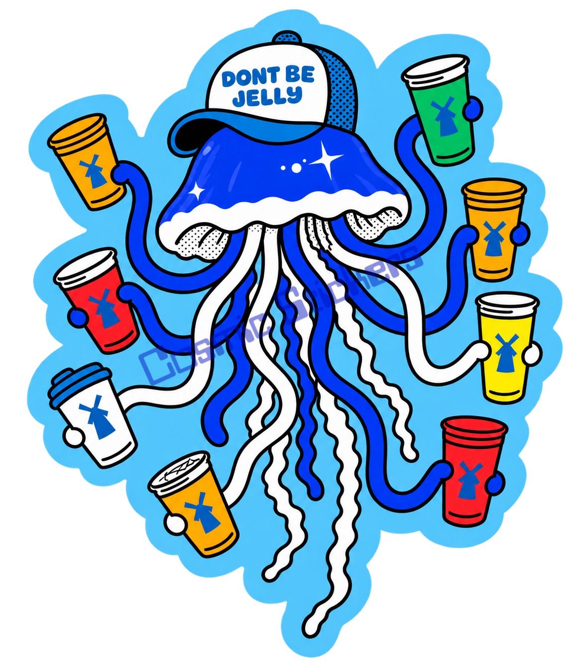 Fan-Made Dutch Bros Don’t Be Jelly Jellyfish Sticker