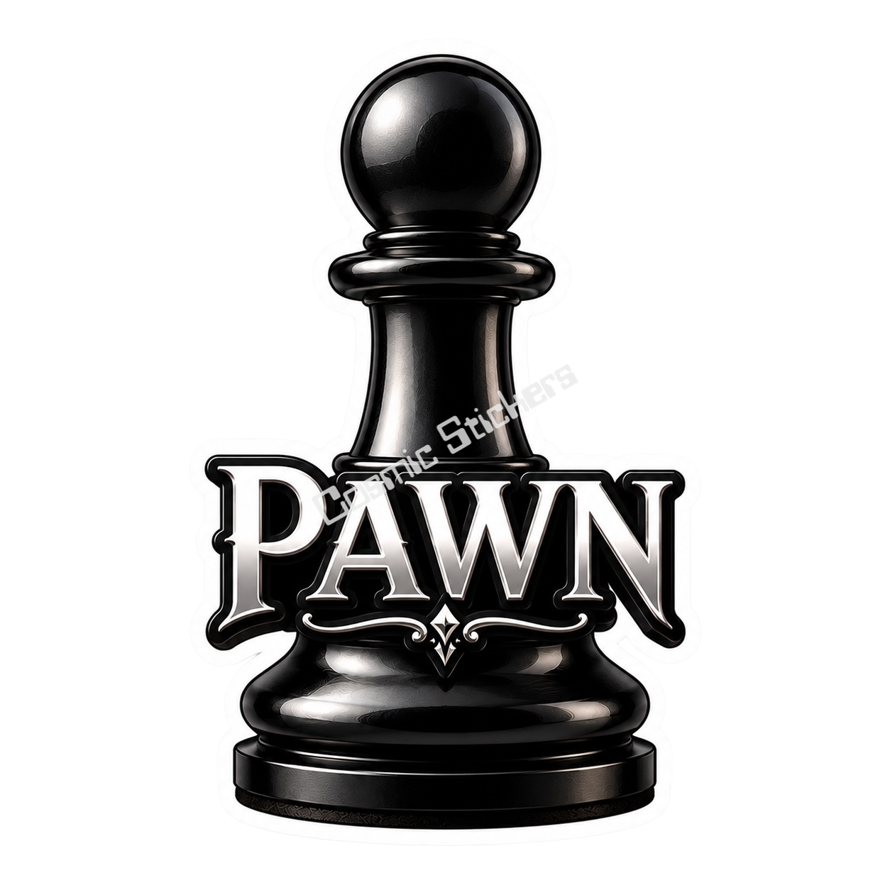 Classic Chess - Black Pawn premium die-cut vinyl sticker by Cosmic Stickers