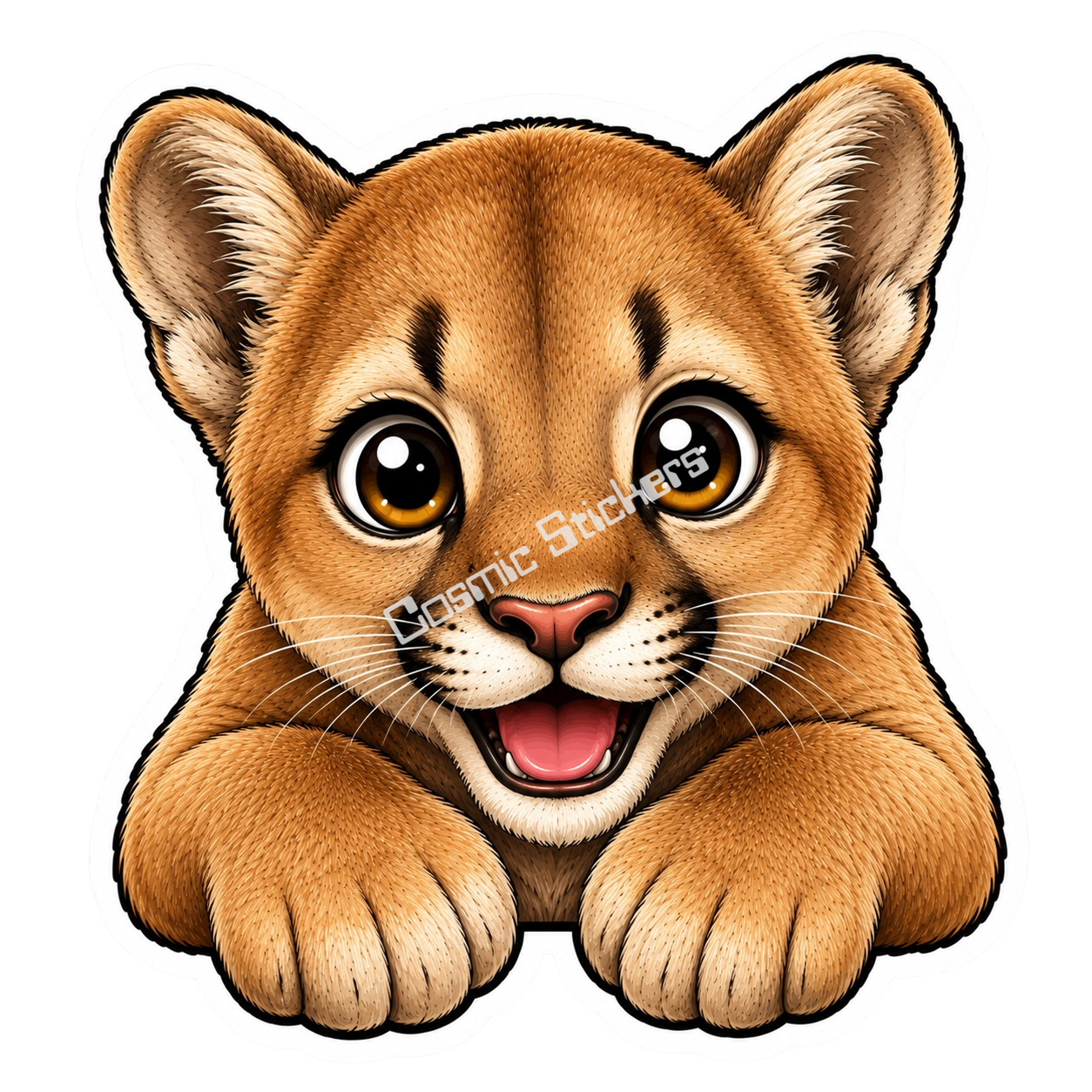 Peekaboo Pals - Cougar premium die-cut vinyl sticker by Cosmic Stickers