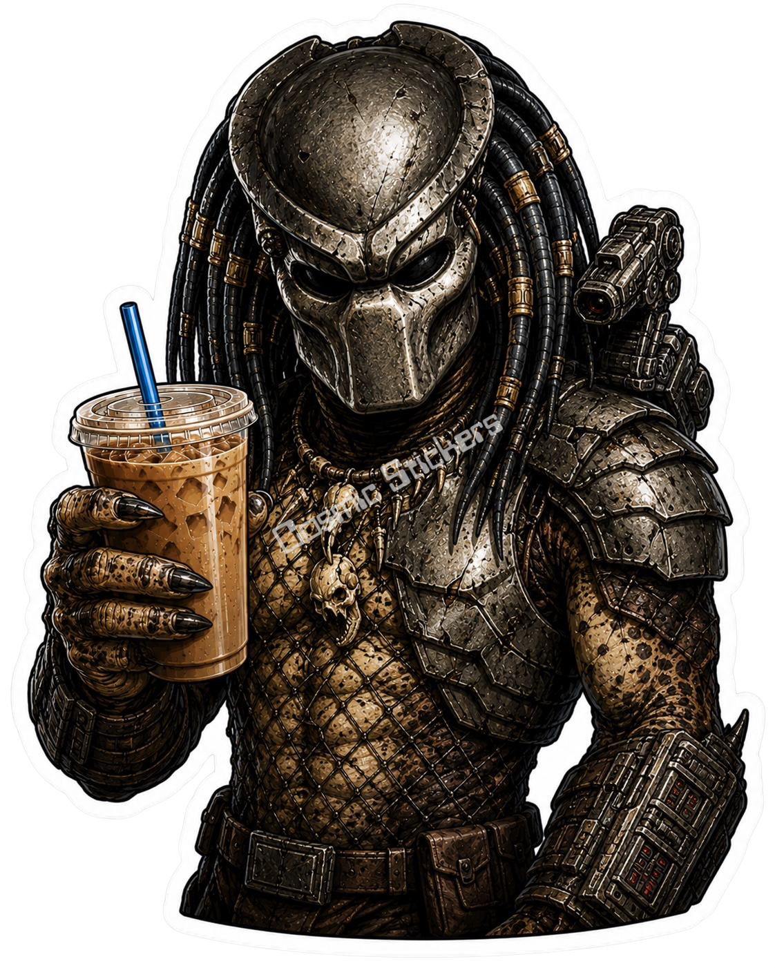 Caffeinated Nightmares - Predator premium die-cut vinyl sticker by Cosmic Stickers