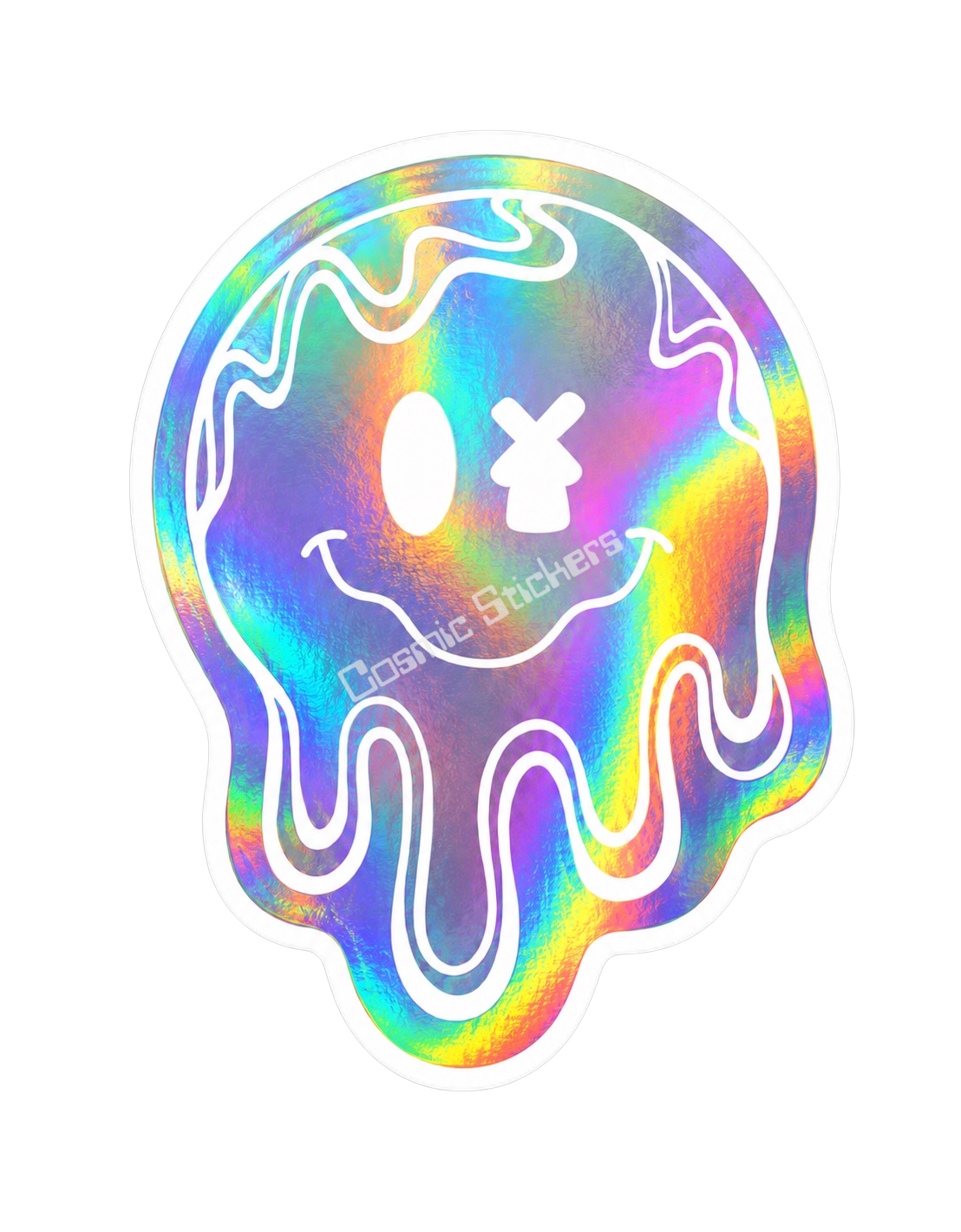 Drippy Smiley – Cosmic Holo Edition | Dutch Bros Inspired Fan-Made Sticker