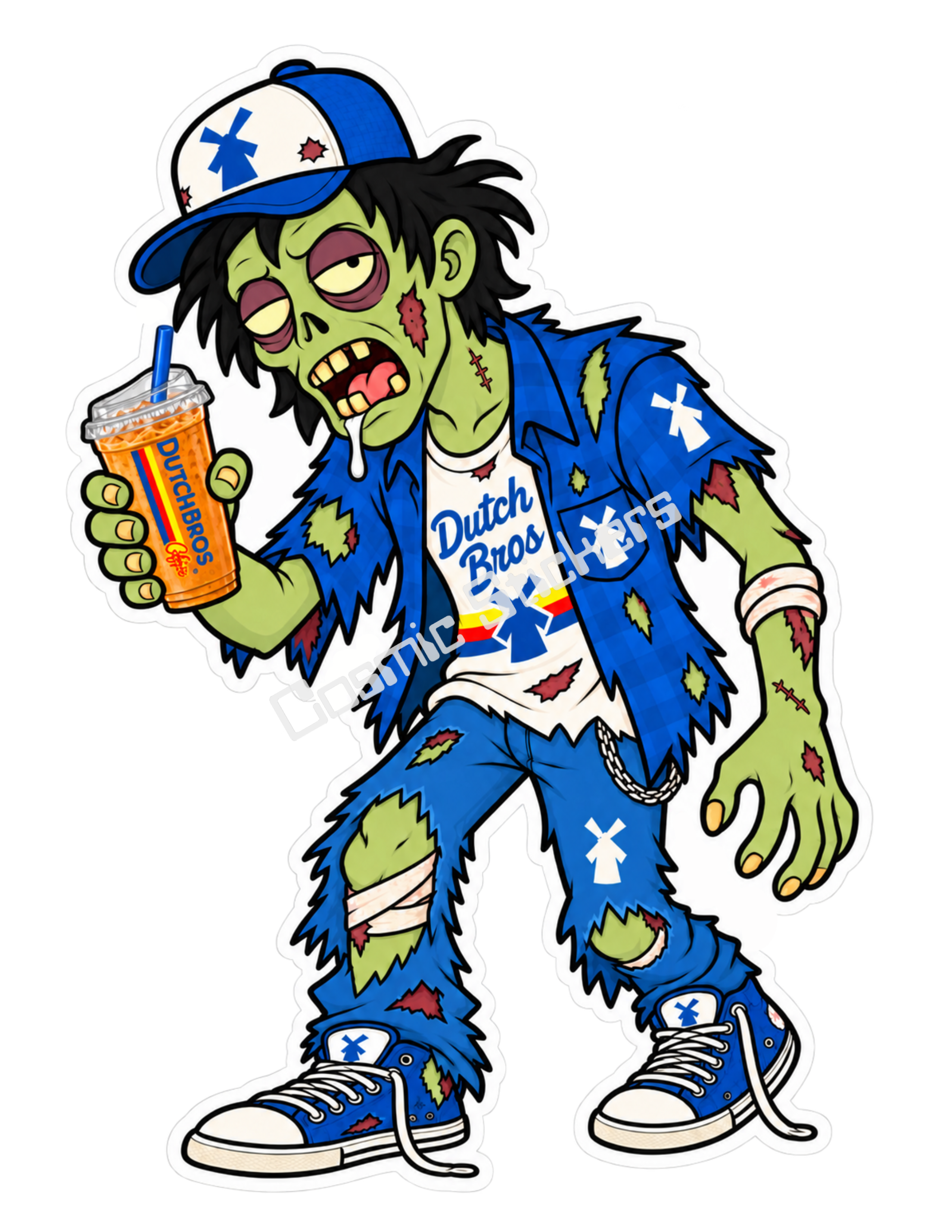 Fan-Made Caffeinated Zombies – Caffeine Resurrection | Dutch Bros Inspired Vinyl Sticker