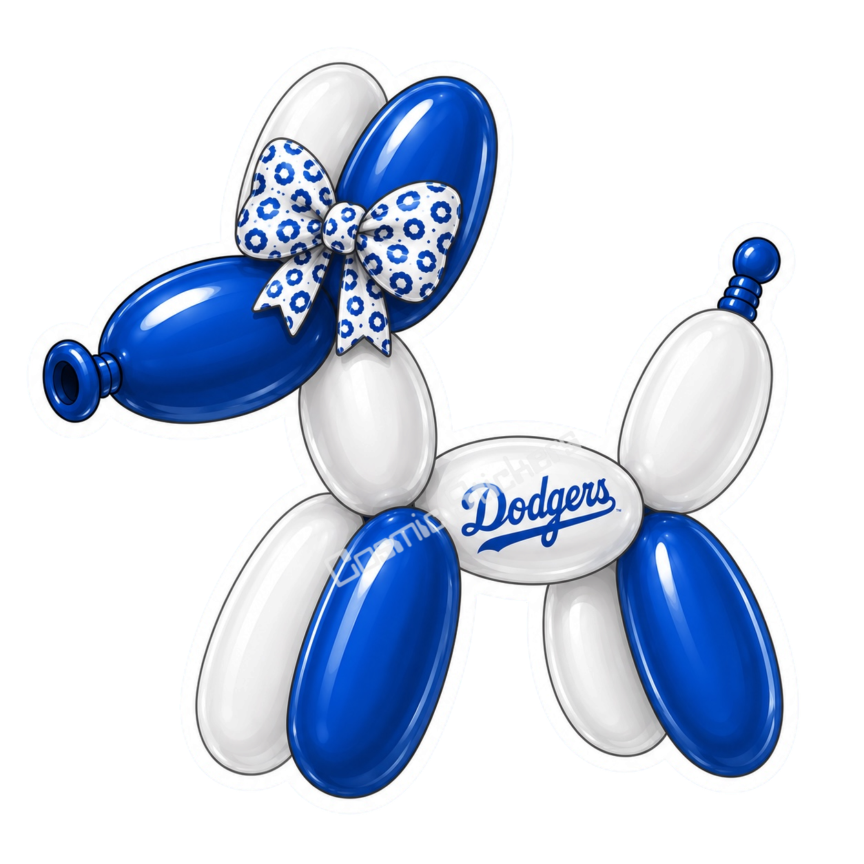 Balloon Animal Stickers - Dark Blue & White w/ D Logo & Bow